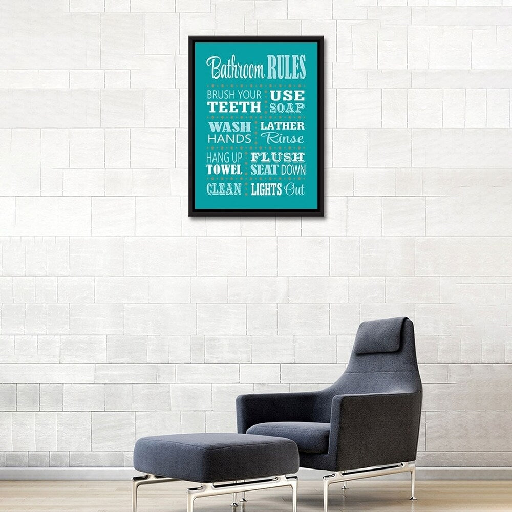 Bathroom Rules Framed Canvas Wall Art - Motivational Decor for Home, Office & Bathroom - Perfect for Gifts & Inspirational Spaces