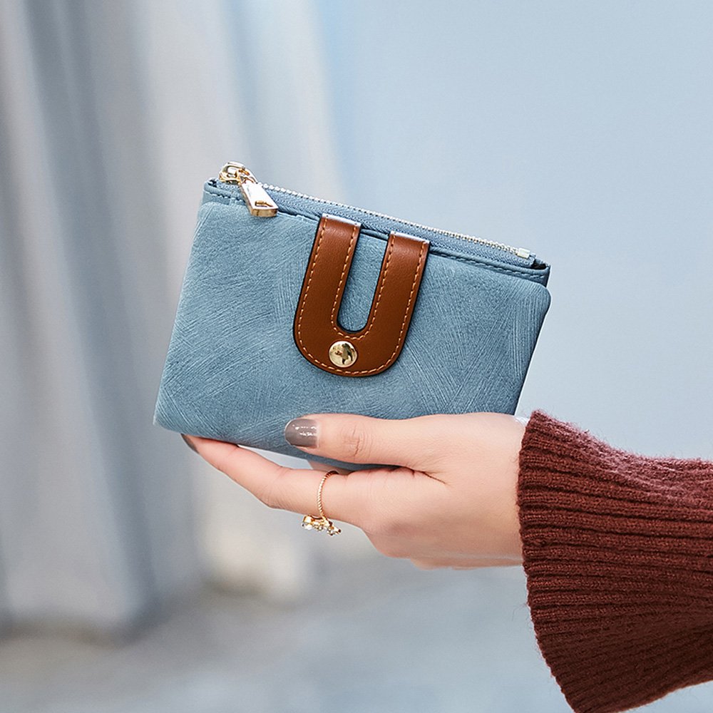 AOXONEL RFID Bifold Leather Wallet for Women - Slim Compact Purse for Cards & Coins | Travel & Daily Use