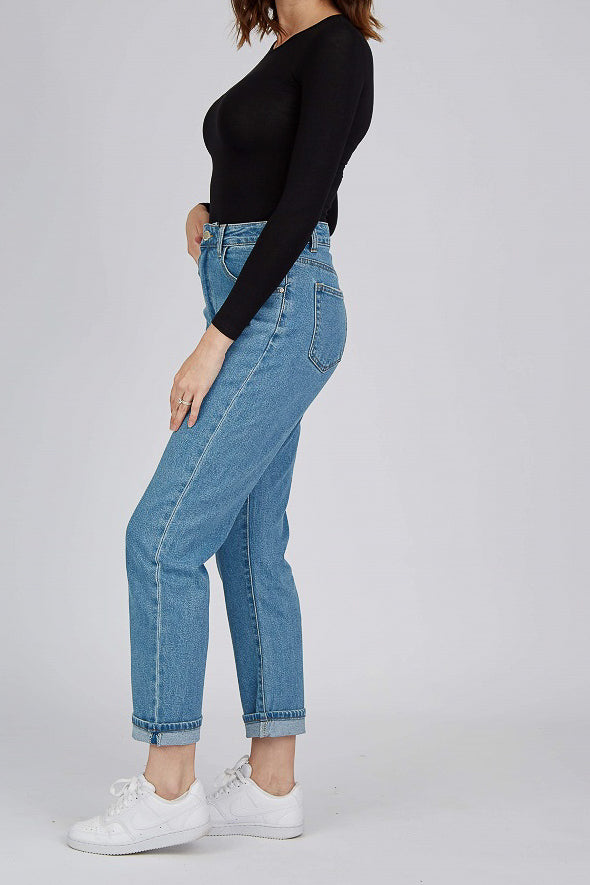 Best Stretchy Mom Jeans for Women - High Waist Mid Rise Comfort Fit Denim Pants - Perfect for Casual Wear, Work & Everyday Outfits