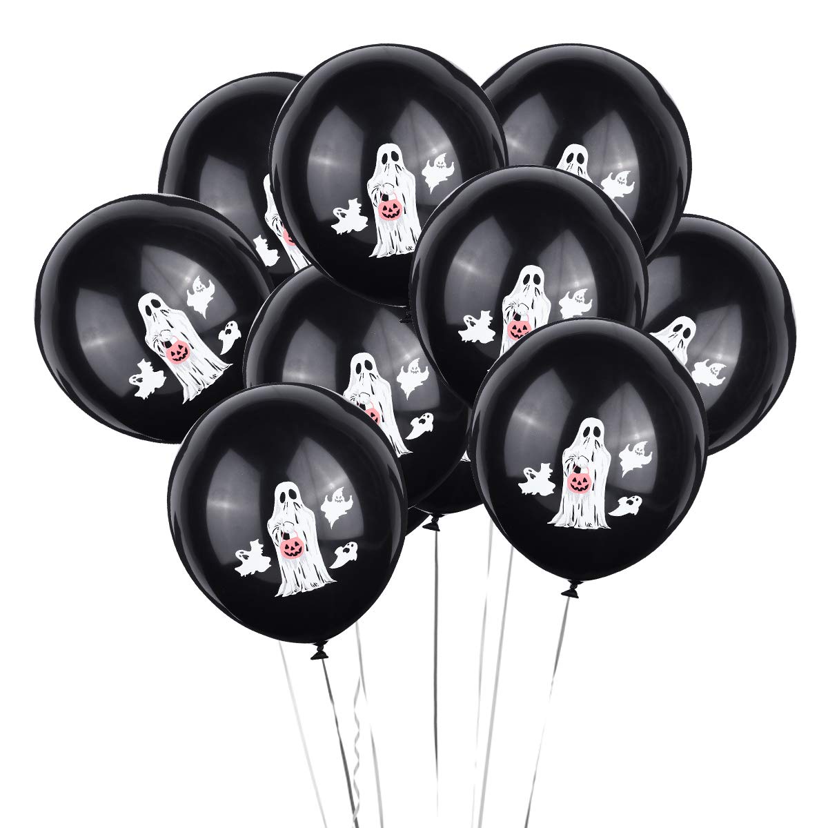 BESPORTBLE 20Pcs Halloween Party Balloons - 12 Inch Ghost Latex Balloon Set (Black) for Halloween Decorations, Spooky Party Supplies, Haunted House Decor & Themed Events