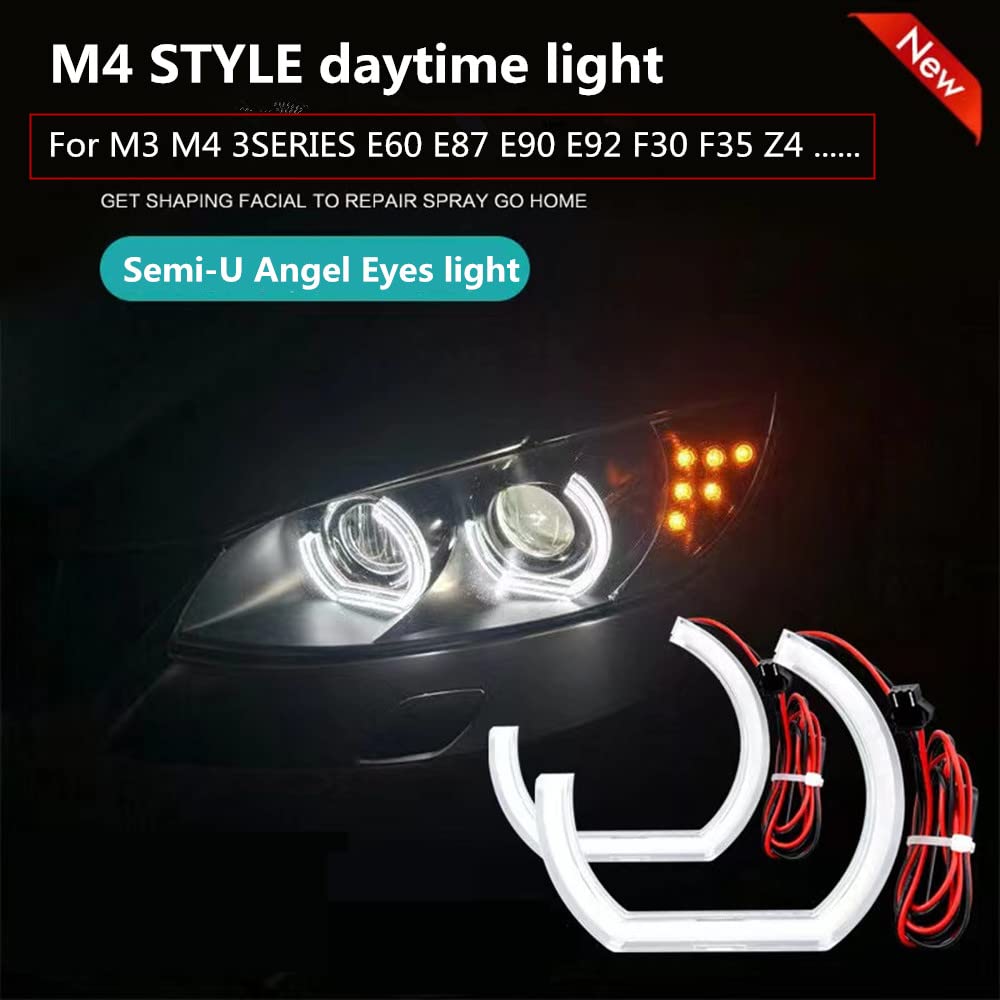 BMW 3 Series E90 E92 E93 M3 Angel Eyes Headlights - DTM Style LED Daytime Running Lights for Enhanced Visibility