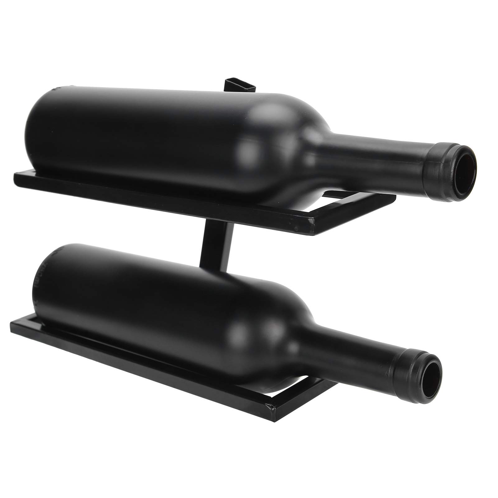 LZKW 2-Bottle Black Inclined Wine Rack - Multi-Functional Wine Bottle Holder & Display Shelf for Kitchen, Bar, Wine Cellar - Perfect for Home Decor and Entertaining Guests