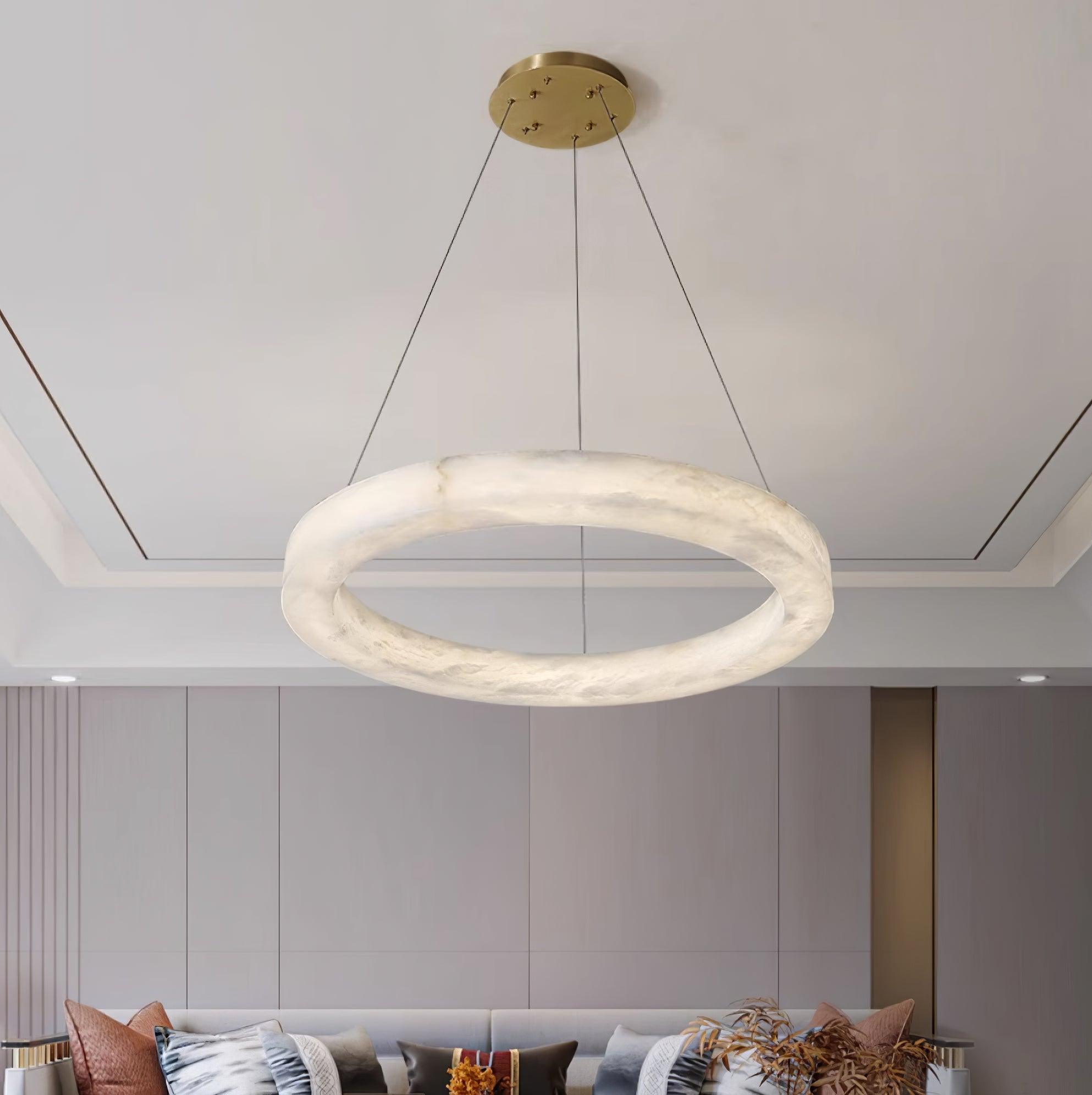 Marika Alabaster Chandelier - Elegant Crystal Ceiling Light Fixture for Dining Room, Living Room & Bedroom | Perfect for Home Decor & Wedding Venues