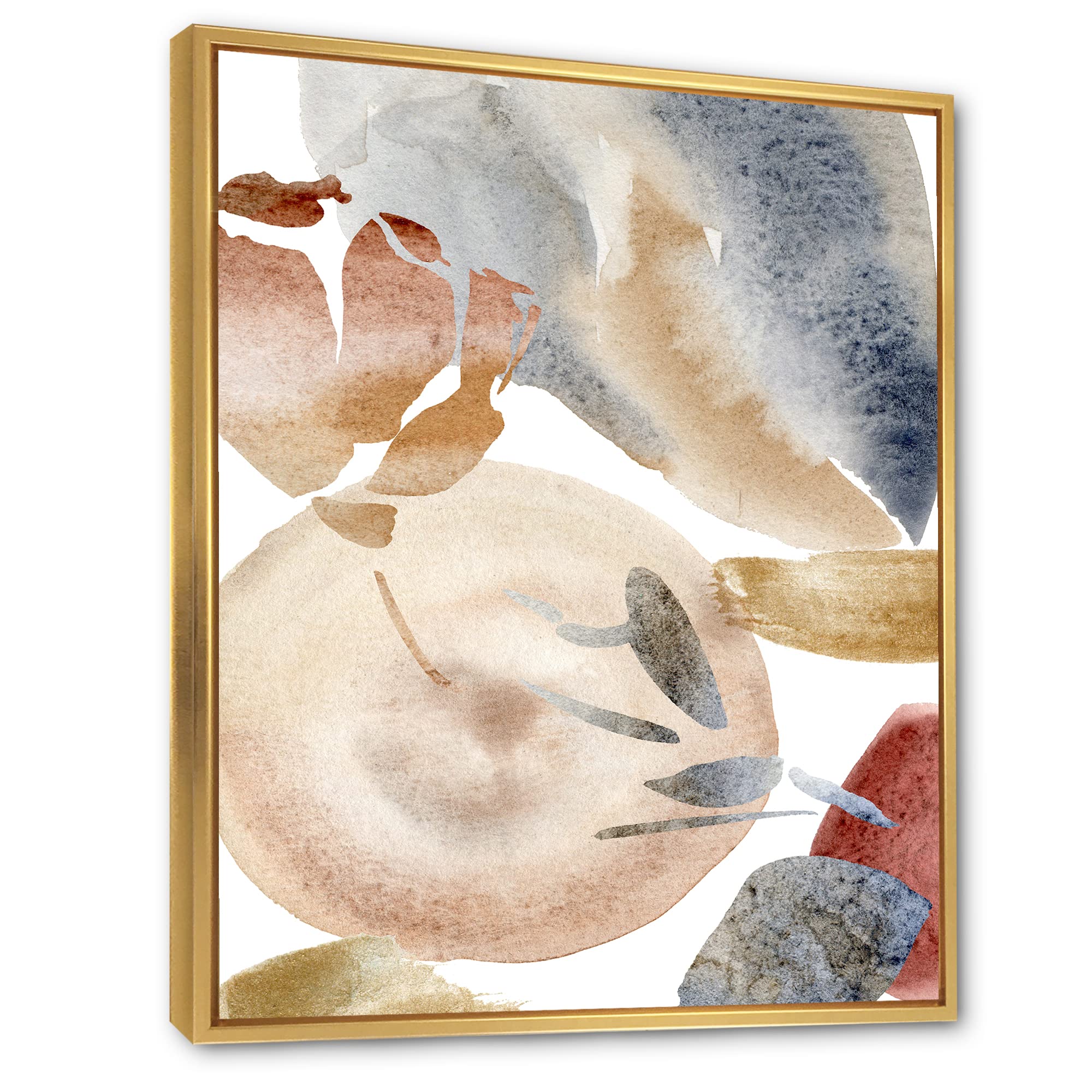 Abstract Pastel Wall Art with Red, Pink, Beige & Gold Spots - Modern Framed Canvas Print for Living Room, Bedroom & Office Decor