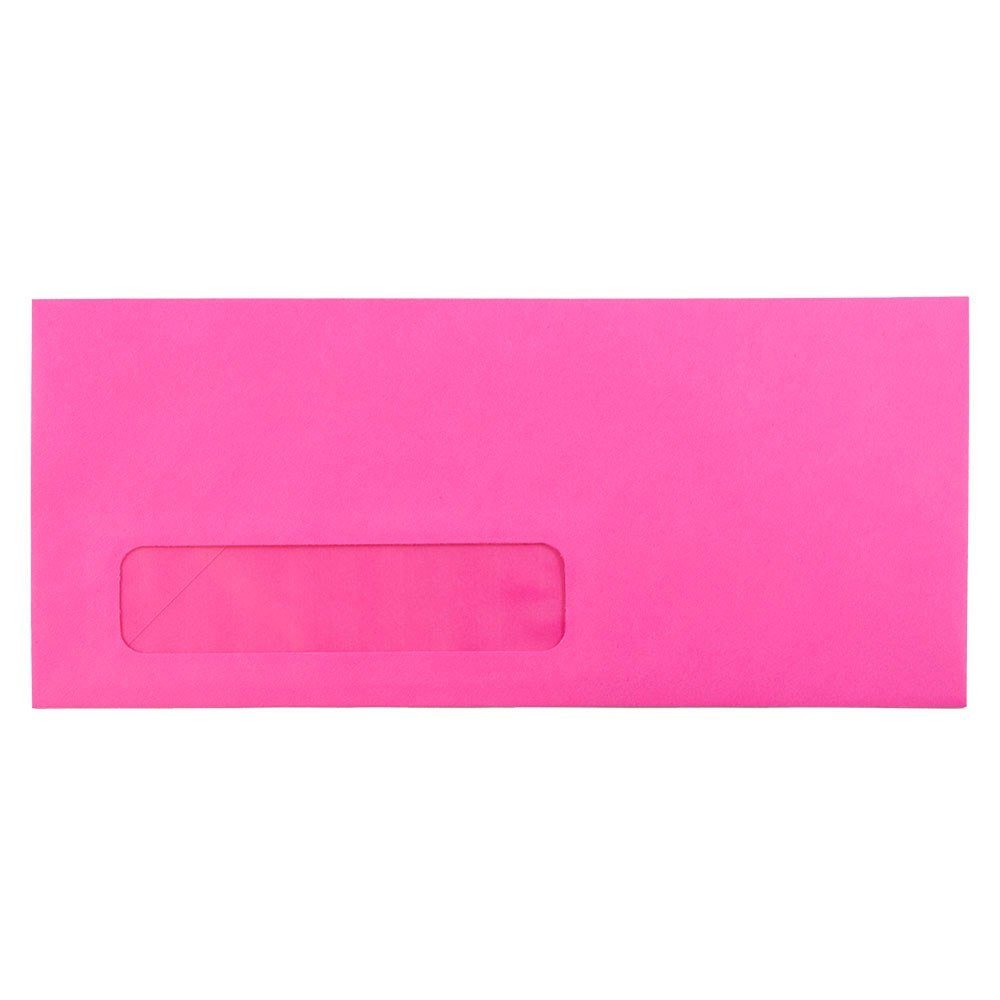 JAM PAPER #10 Colored Window Envelopes - Fuchsia Pink - 50 Pack for Business Mailing