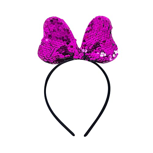 Sparkly Reversible Sequins Bow Hair Hoops Headbands for Women & Girls - Light Blue & Purple | Perfect for Parties, Weddings & Everyday Fashion Accessories