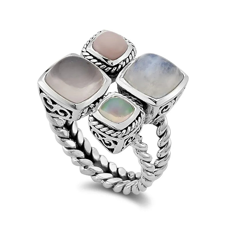 Opal Ring for Women - Genuine Opal Jewelry - Elegant & Dainty Silver Ring - Perfect for Engagement, Anniversary & Gift Giving