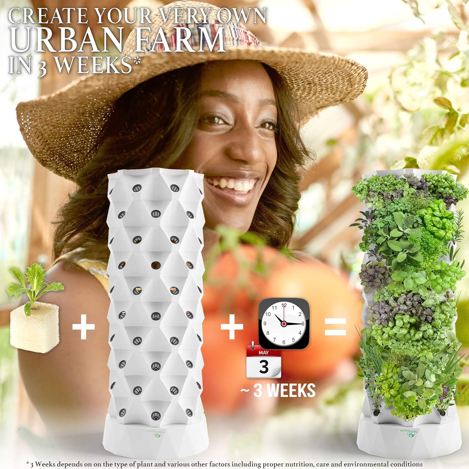 **Aqua 80 Hydroponic Tower System – Indoor Vertical Garden for Growing Herbs, Fruits & Vegetables – Aeroponic Growing Kit with Pump, Timer, Adapter & Net Pots – Perfect for Home, Kitchen & Urban Farming**