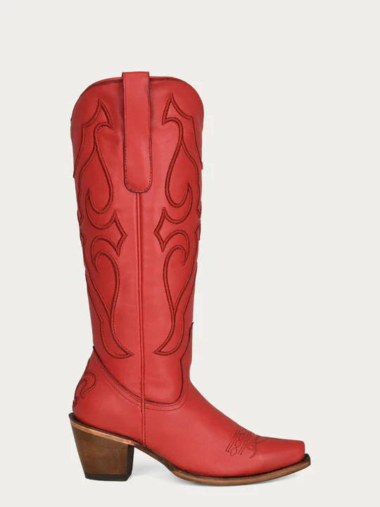 Women's Ruby Red Embroidered Snip Toe Cowboy Boots - Western Style Fashion for Country Dancing, Rodeo & Casual Wear