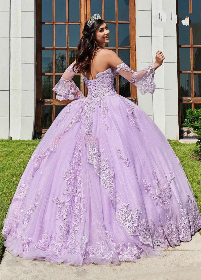 Emmani Women's Sweetheart Neckline Long Sleeve Quinceanera Dress with Lace Appliques & Beading - Light Yellow Ball Gown for Prom, Homecoming, Wedding Guest & Special Occasions