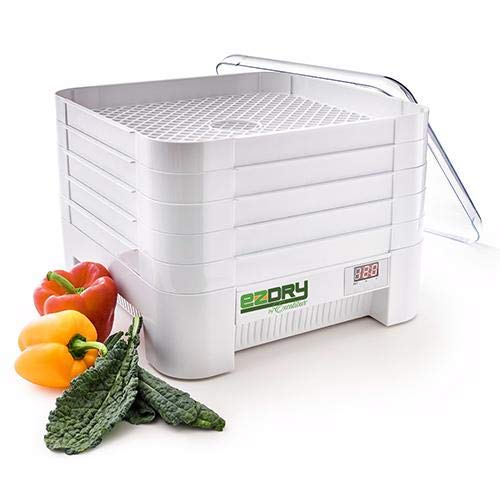 Excalibur ECB50B EZ Dry 5-Tray Stackable Electric Food Dehydrator with Temperature Control & Heat Sensor - Includes Mesh Screens, Yogurt Cups, Fruit Roll Sheets - BPA Free - Perfect for Drying Fruits, Vegetables, Herbs, Making Jerky & Yogurt at Home - Black