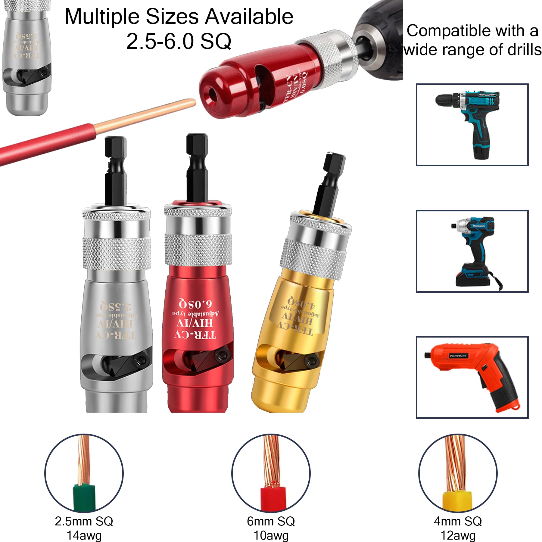 Professional Wire Stripping and Twisting Tool for Drill - Adjustable Electric Wire Stripper for 10-14 AWG Cables - Quick Stripping and Connector - Ideal for Electricians, DIY Projects, and Home Repairs
