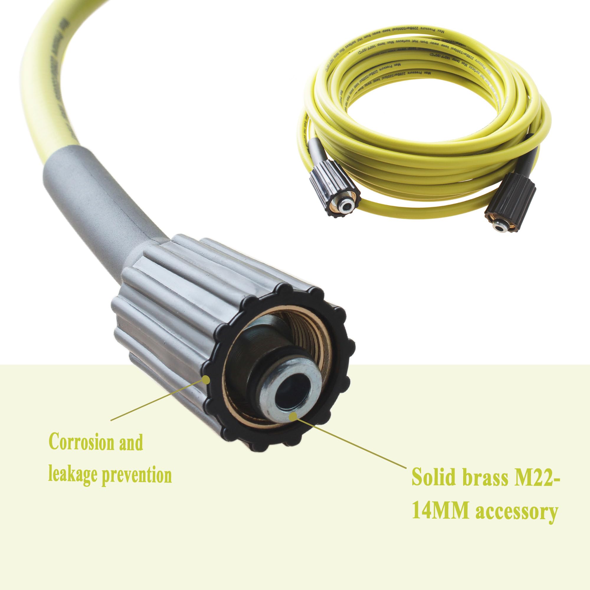 RY31HPH01 35FT Flexible Electric Pressure Washer Hose - 3300 PSI Kink Resistant Replacement for Ryobi Power Washer, 1/4