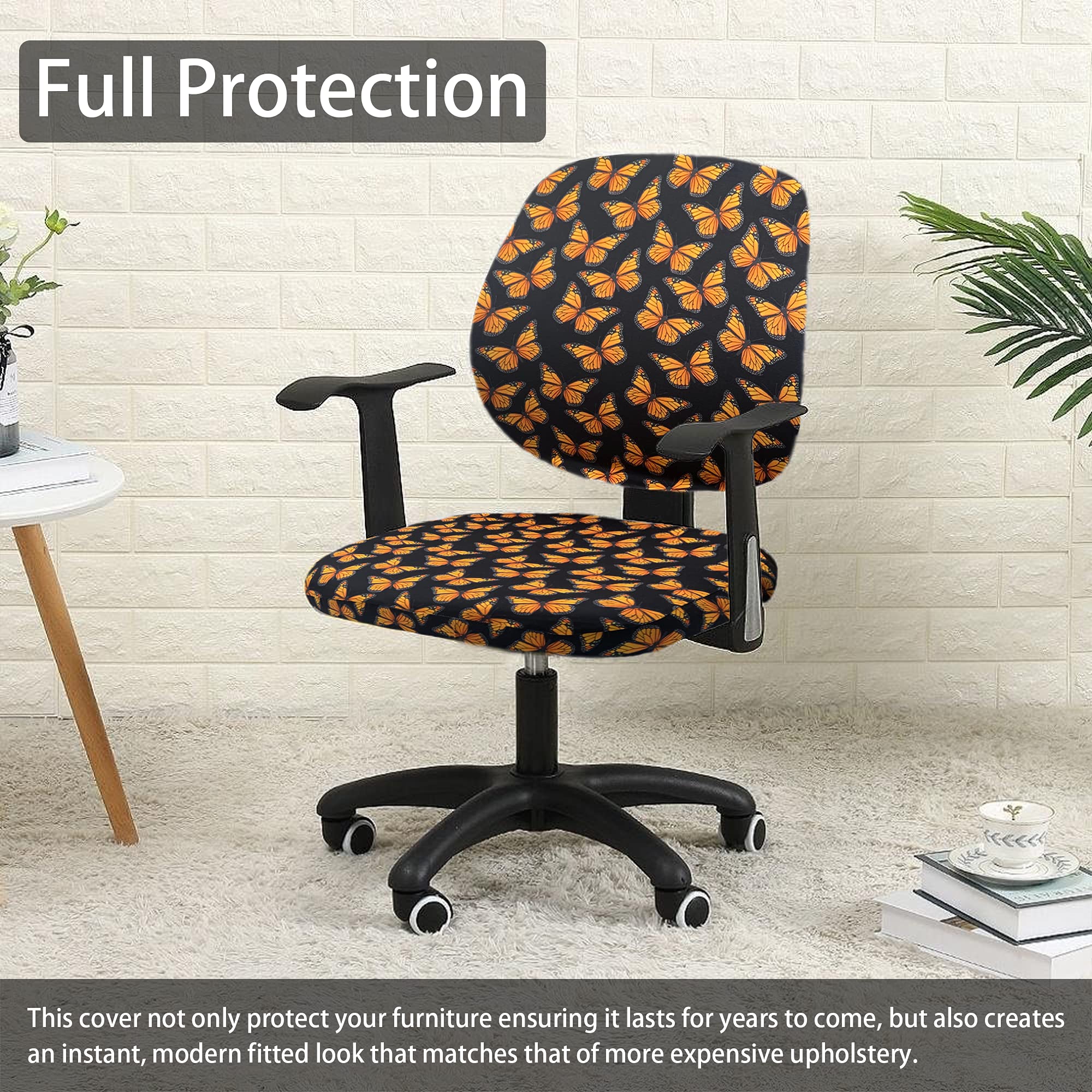 Stretchable Office Chair Cover - 2 Piece Waterproof Computer Desk Chair Seat Protector - Fits Swivel Chairs for Home & Office Use - Perfect for Spill Protection and Furniture Maintenance