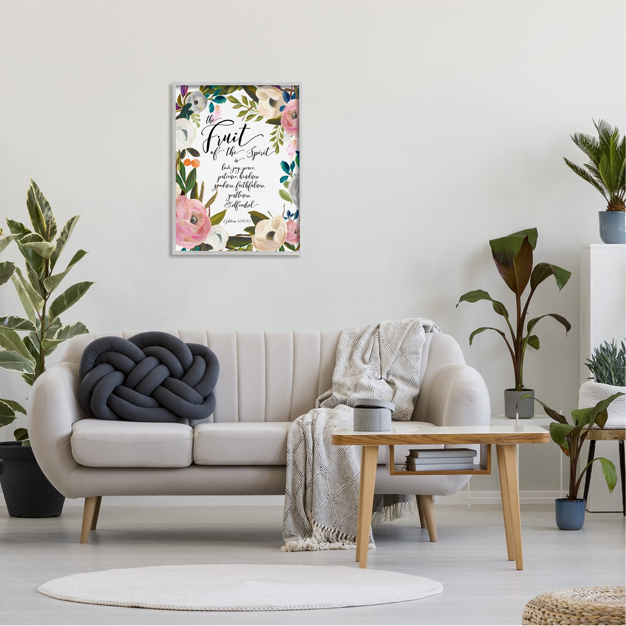 Stupell Industries Fruit of the Spirit Religious Faith Calligraphy Wall Art - Inspirational Bible Verse Decor for Home, Church & Office - Perfect for Christian Gifts & Faith-Based Interior Design