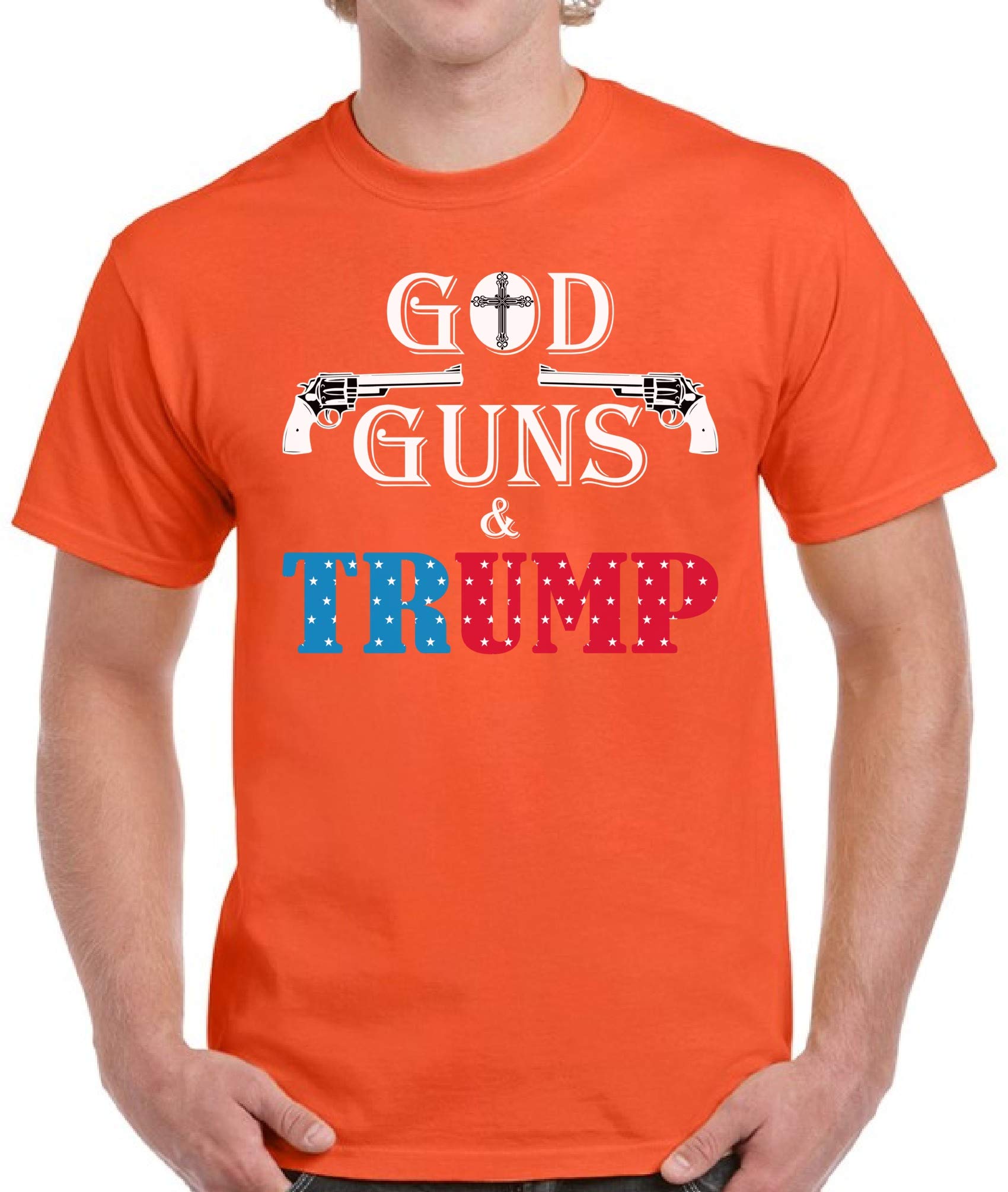 Trump T-Shirt for Men - Patriotic God and Guns Design | American Flag Political Tee for Conservative Supporters - Perfect for Rallies, BBQ & 4th of July