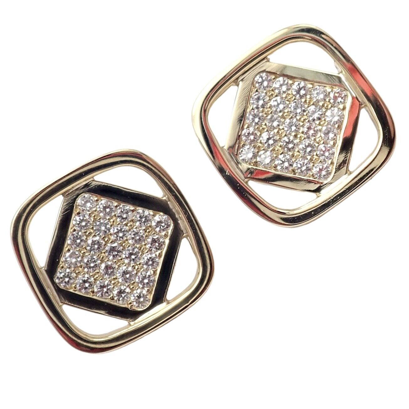 Authentic Cartier Dinh Van 18K Yellow Gold Diamond Earrings - Luxury Vintage Jewelry for Women - Perfect for Weddings, Anniversaries & Special Occasions