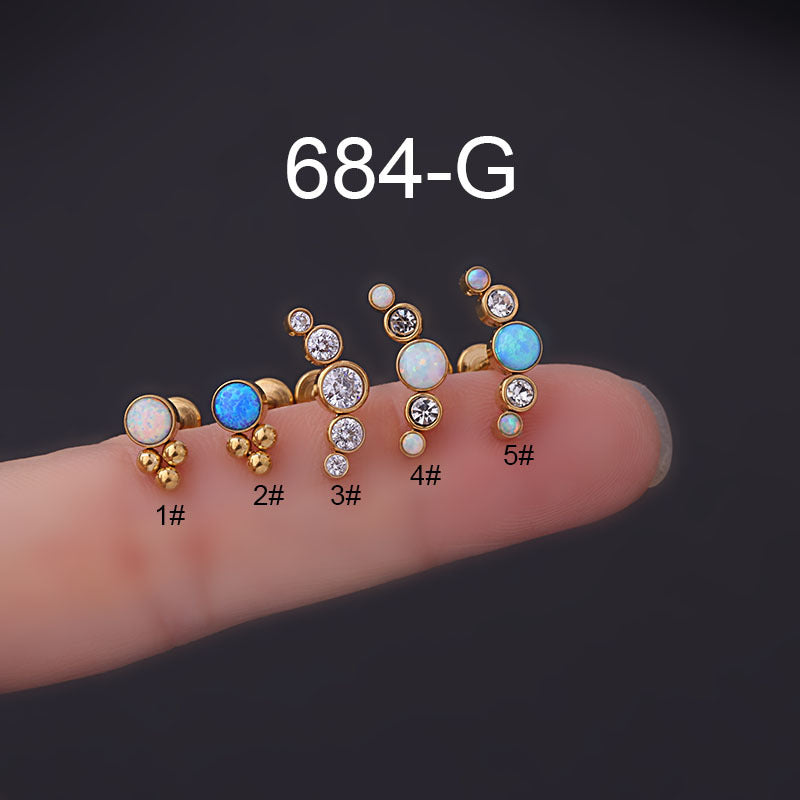 16G Cartilage Opal Labret Stud Earrings - Tiny Opal Stud Earrings for Helix, Tragus, or Nose Piercing | Perfect for Everyday Wear & Special Occasions | HSPJ684