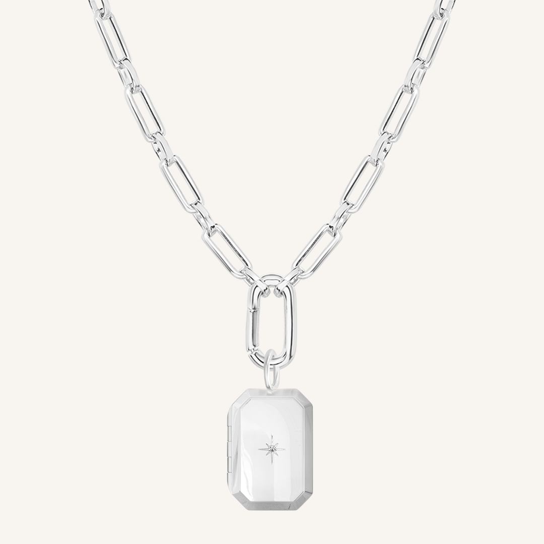 Bevel Photo Locket Necklace - Personalized Engraved Heart Pendant for Women - Perfect for Anniversaries, Valentine's Day & Memorial Gifts
