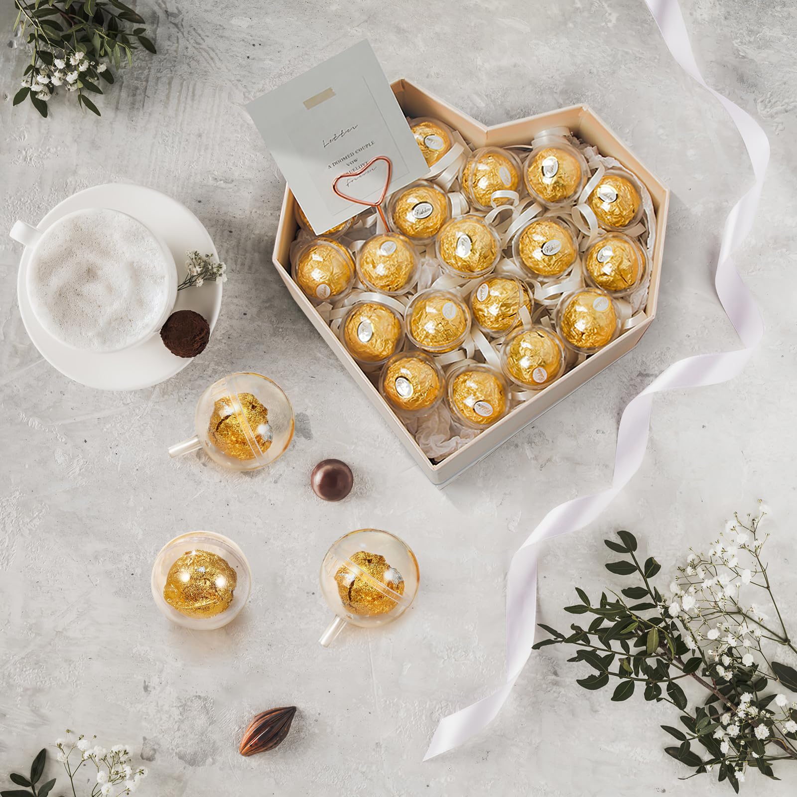 100pcs Clear Acrylic Chocolate Holder Balls - Round Candy Bouquet Box Supports for Wedding, Party & Flower Packaging Decor - Perfect for DIY Gift Arrangements and Dessert Displays