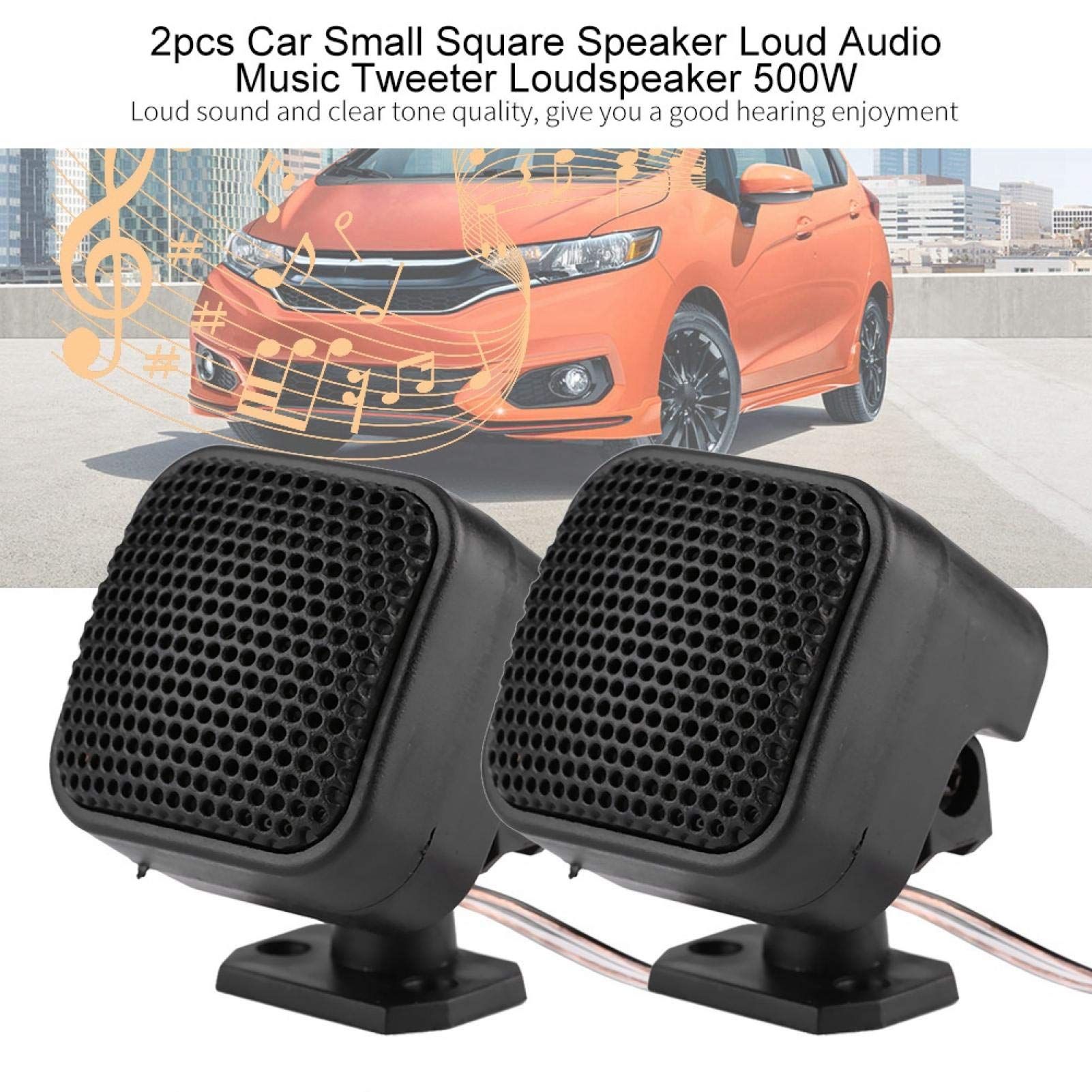 KIMISS 500W Car Tweeter Audio Speakers (2pcs) - High Power Square Small Loudspeakers for Clear Music & Sound | Perfect for Car Audio Upgrades, Road Trips & Enhanced In-Car Entertainment