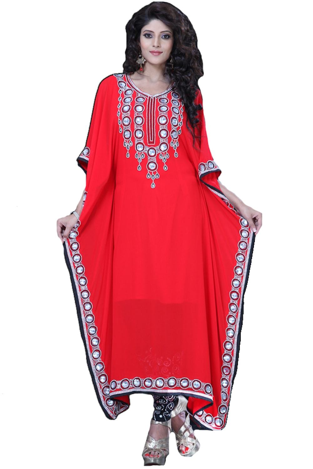 Elegant Red Salwar Kameez Style Kaftan Dress for Women | Traditional Indian Ethnic Wear | Perfect for Weddings, Festivals & Special Occasions