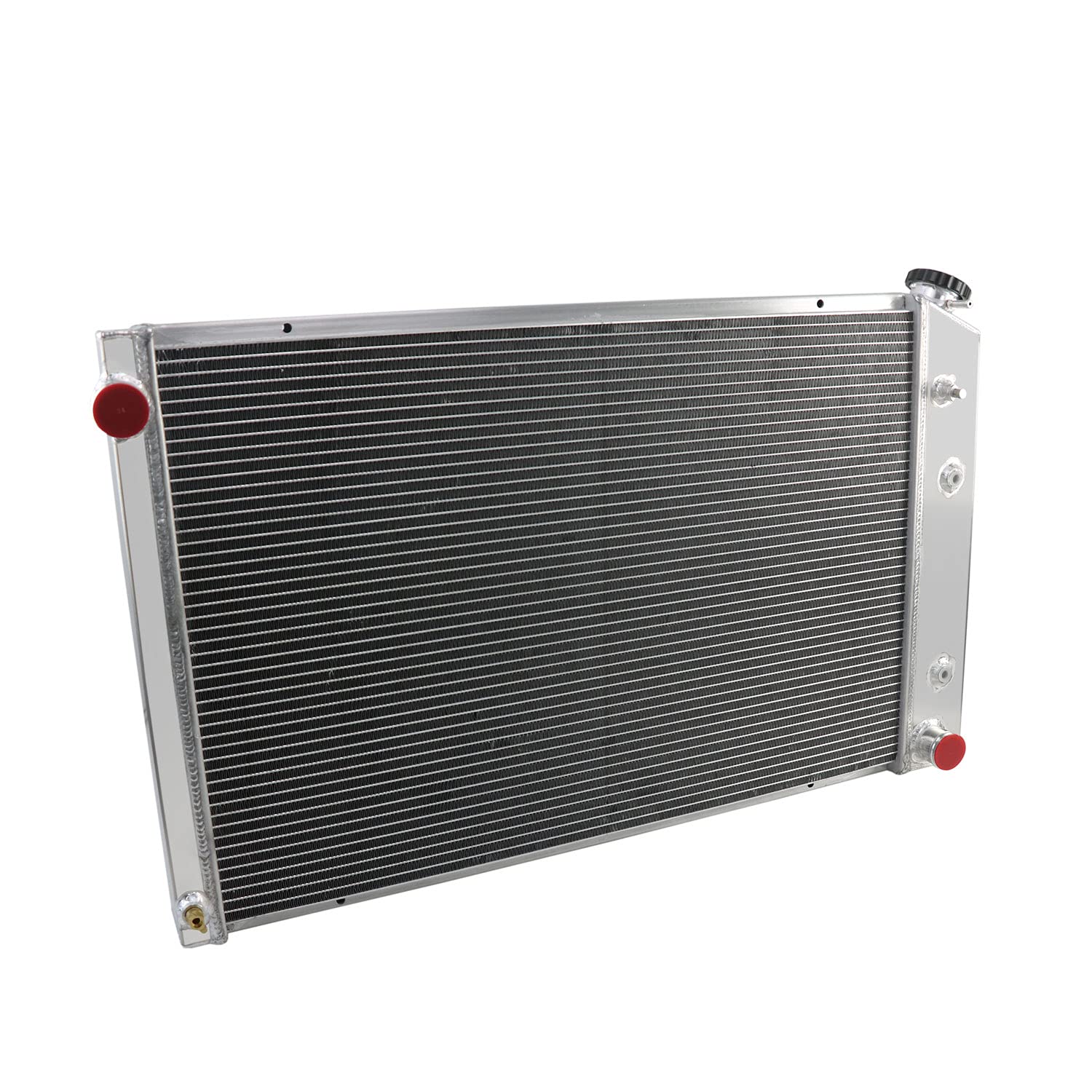 4 Row Aluminum Radiator Shroud with Fan Relay for 1973-1991 Chevy GMC C/K C10 C20 C30 C1500 C2500 C3500 Jimmy Blazer Truck Pickup Suburban - Heavy Duty Cooling for Off-Road & Towing