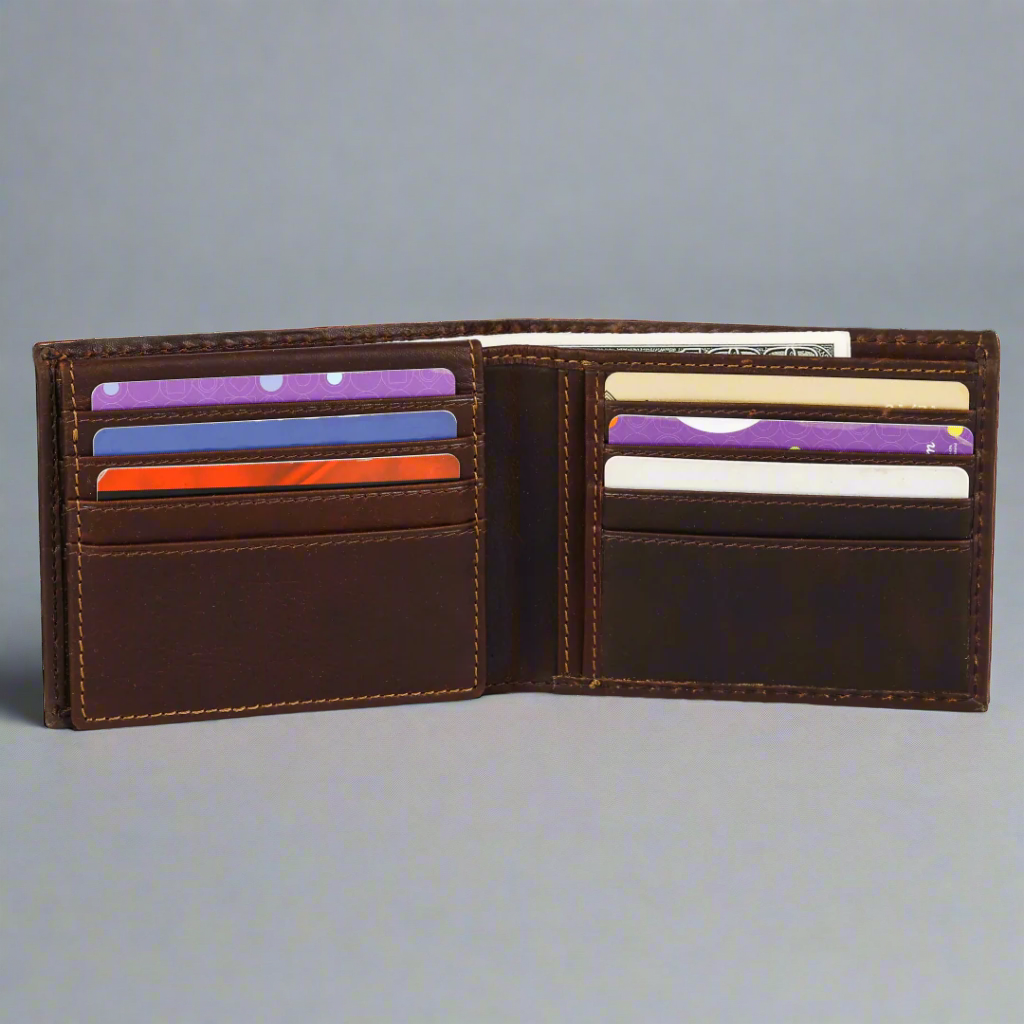 MET Men's Bifold RFID Blocking Leather Wallet - Slim Flip Up Design for Cash & Cards - Perfect for Travel, Business & Everyday Use