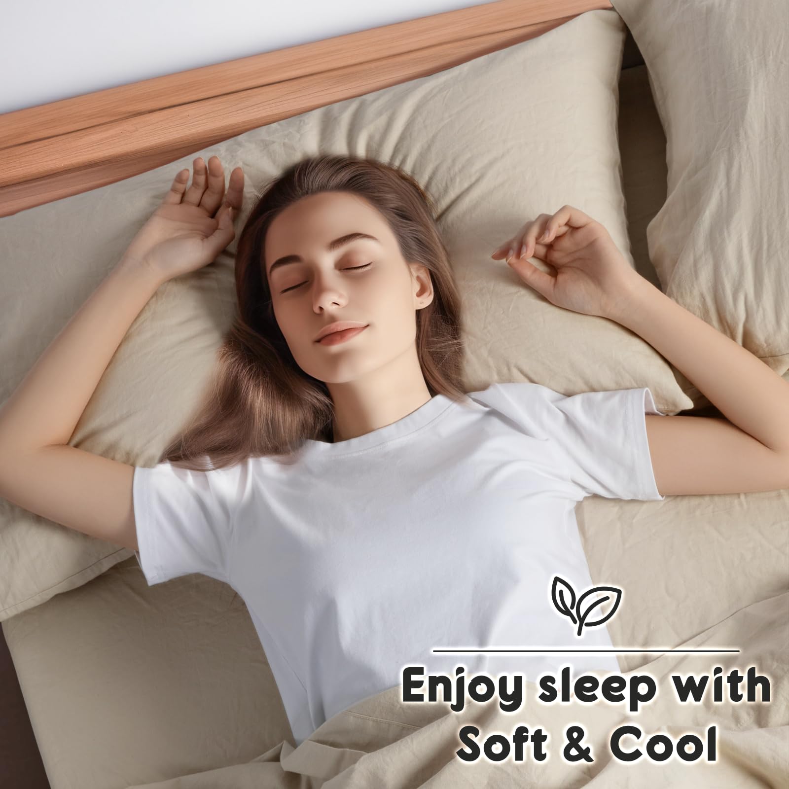 SONORO KATE 100% French Pure Linen Sheets Set - Breathable, Durable King Size Bedding with 16