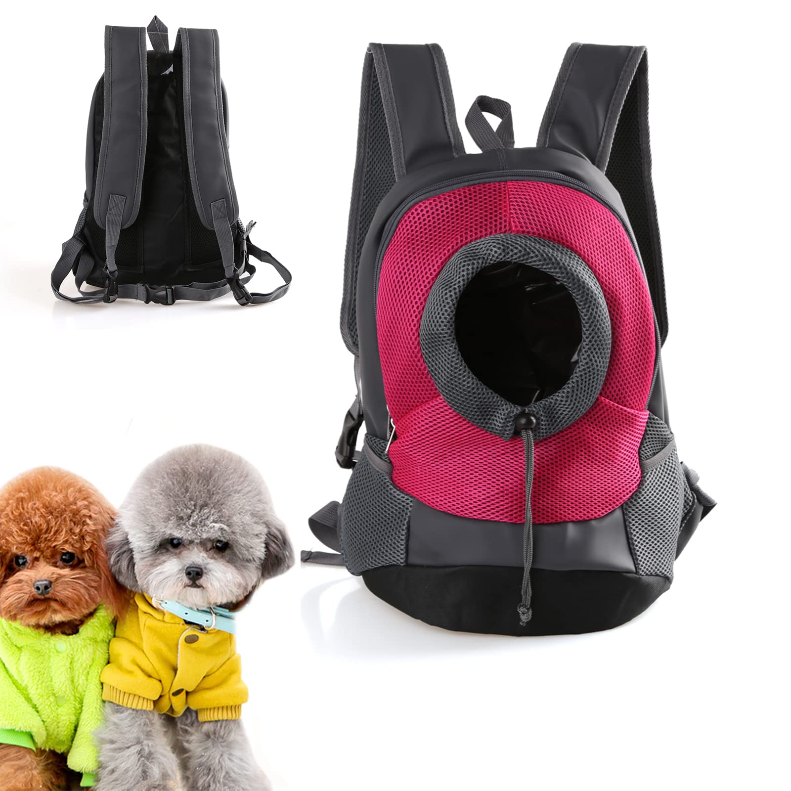 Yealay Small Dog Backpack - Breathable Mesh Pet Carrier with Adjustable Straps for Travel, Hiking & Outdoor Adventures (Medium Size, Rose Pink) - Perfect for Small Dogs & Cats Under 15lbs
