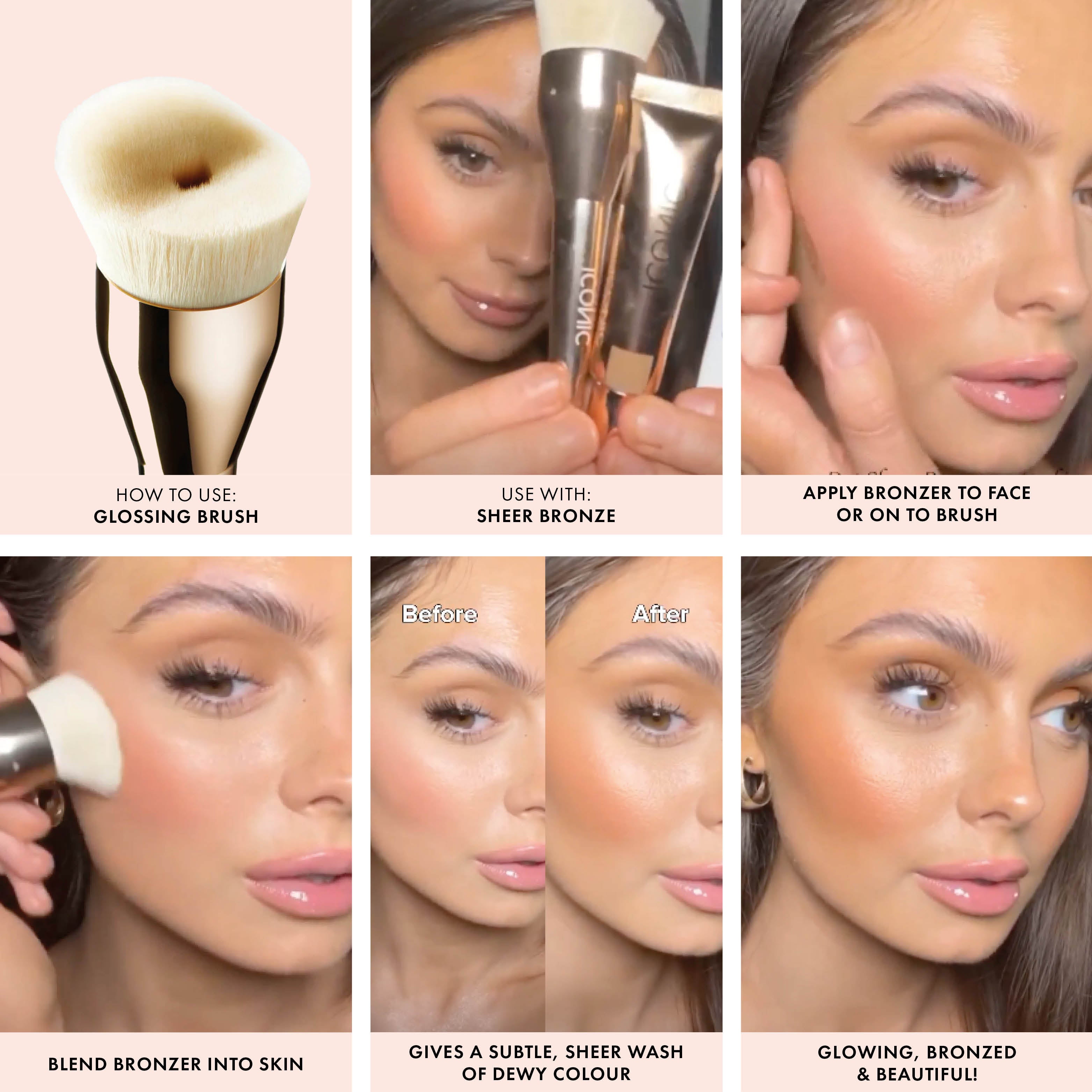 Professional Glossing Brush for Hair Styling - Smooth & Shine Hair with Salon-Quality Finish - Perfect for Blowouts, Straightening & Smoothing Treatments