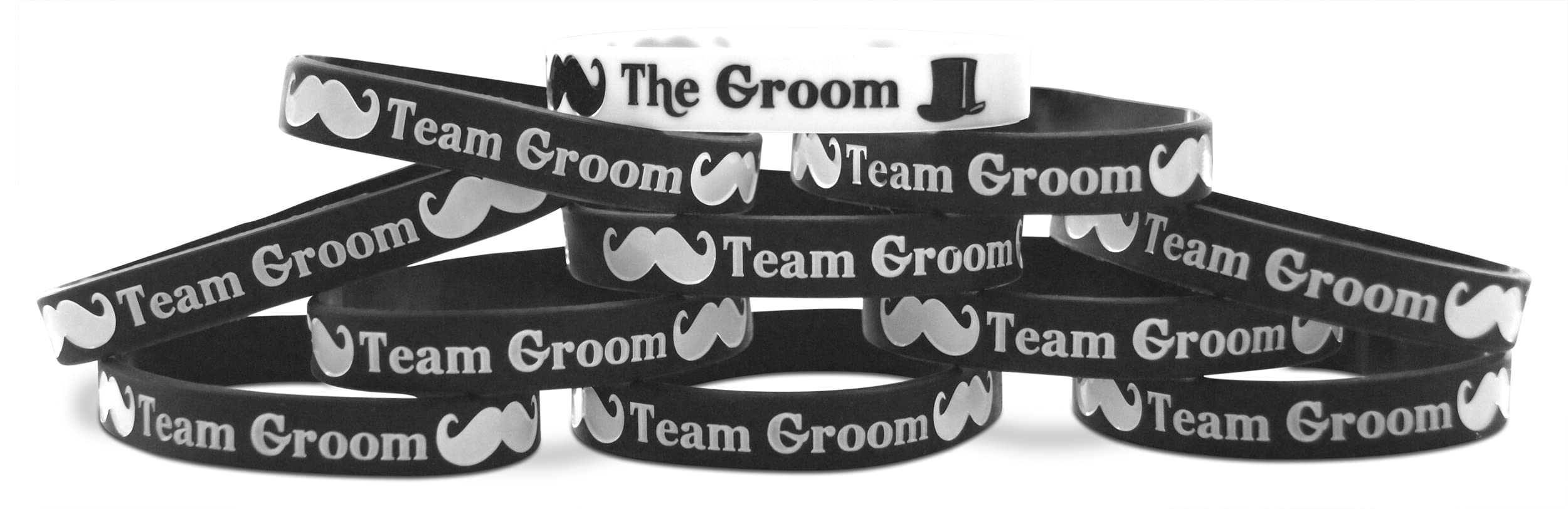Novel The Groom & Team Groom Wristbands - 11-Piece Black & White Wedding Party Favors for Bachelor Party, Bridal Shower & Rehearsal Dinner - Perfect for Groomsmen, Best Man & Wedding Party Accessories