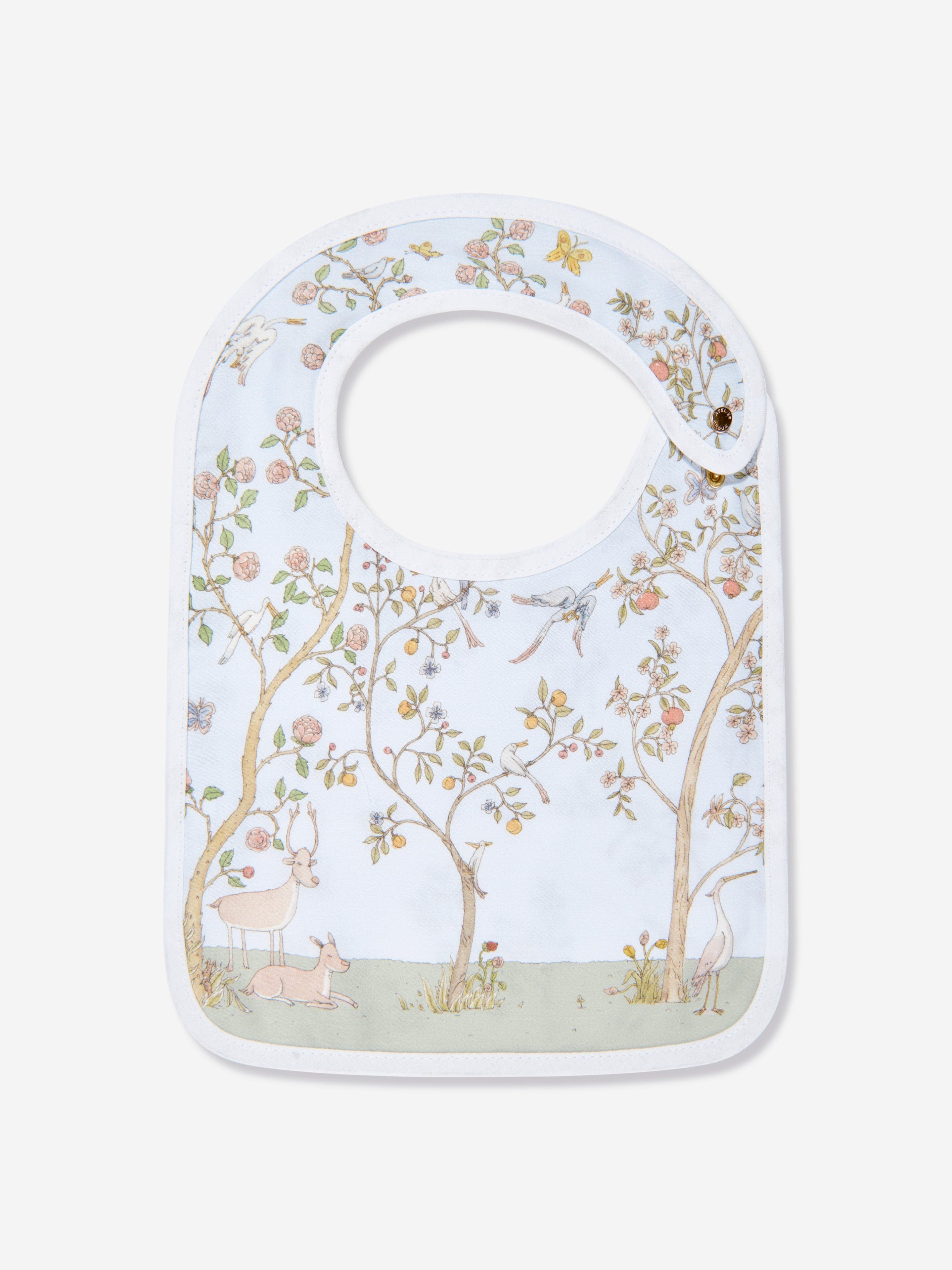 Atelier Choux Baby Boys In Bloom Swaddle & Satin Bib Set - Blue | Soft Newborn Swaddle Blanket & Drool Bib for Boys | Perfect for Nursery, Photo Shoots & Gift Giving