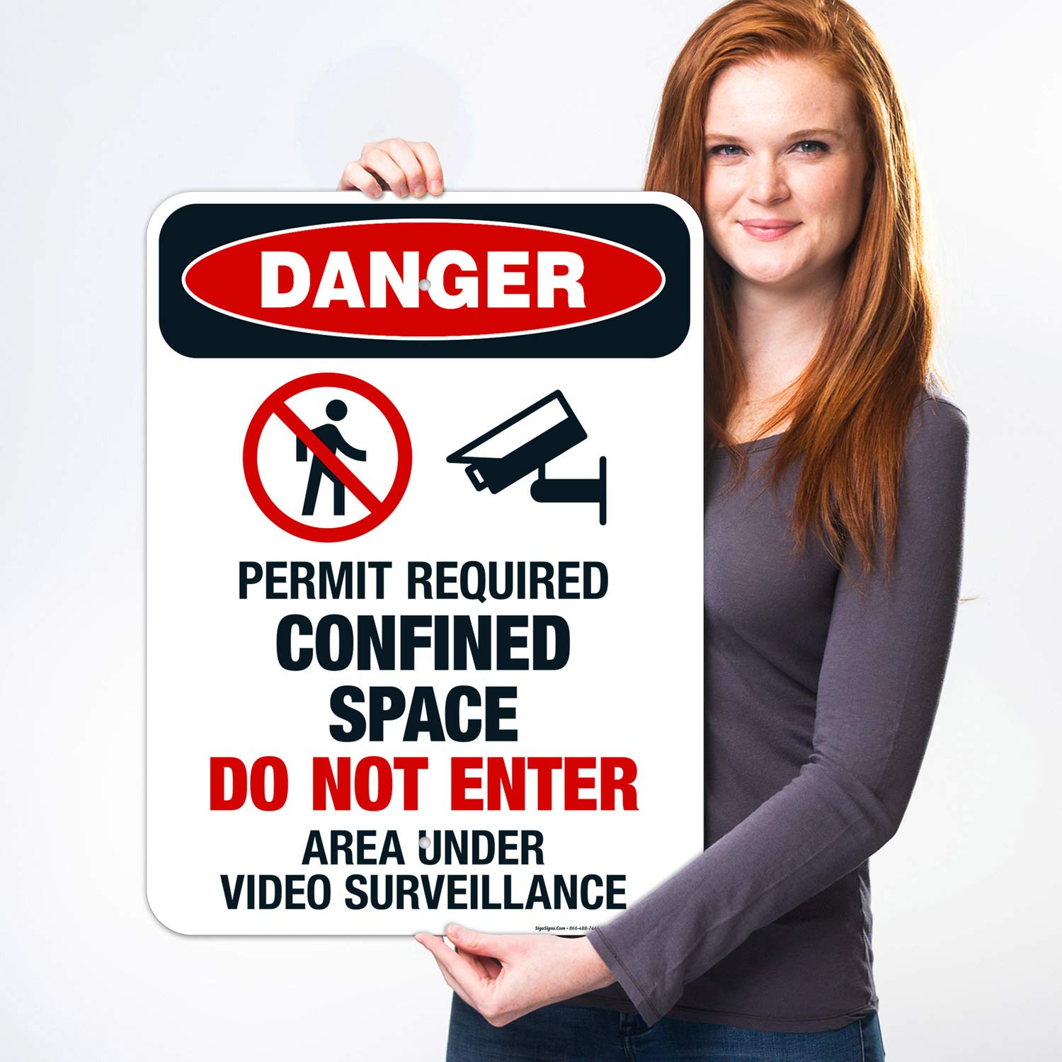 Danger Sign - OSHA Approved 'Permit Required Confined Space Do Not Enter' Warning Sign | 18x24 Inches | Rust-Free .063 Aluminum | Fade Resistant for Indoor & Outdoor Use | Made in USA | Ideal for Construction Sites, Warehouses & Industrial Safety Areas