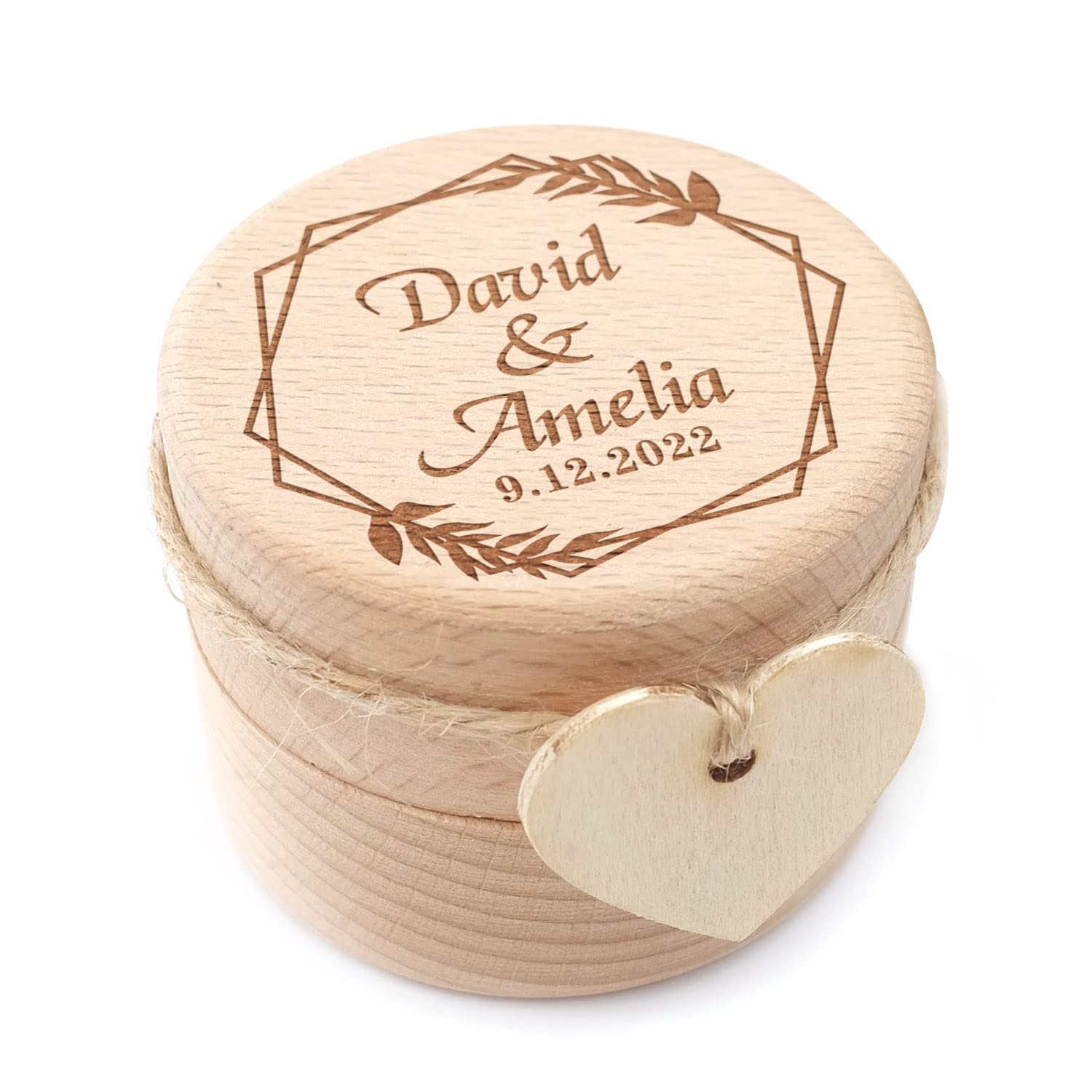 Personalized Wedding Ring Box - Custom Engraved Wood Ring Bearer Box for Proposal & Engagement Gift with Name & Date - Perfect for Wedding Ceremonies, Vow Renewals & Romantic Surprises