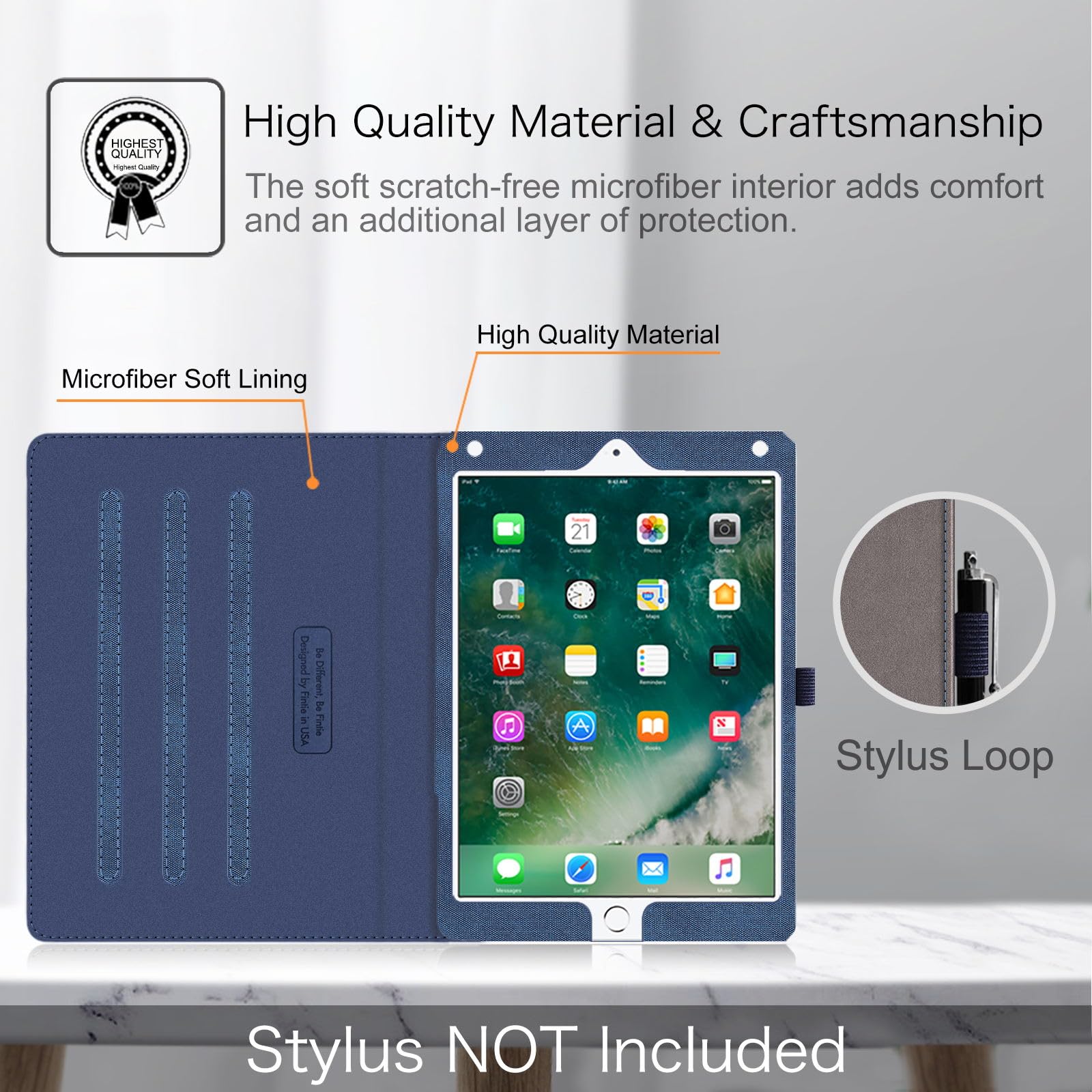Fintie Protective Case for iPad 6th/5th Generation (2018/2017 Model) & iPad Air 2/Air 1 (9.7 Inch) - Shockproof Corner Protection, Multi-Angle Stand, Built-in Pocket - Denim Indigo - Perfect for Work, School & Travel