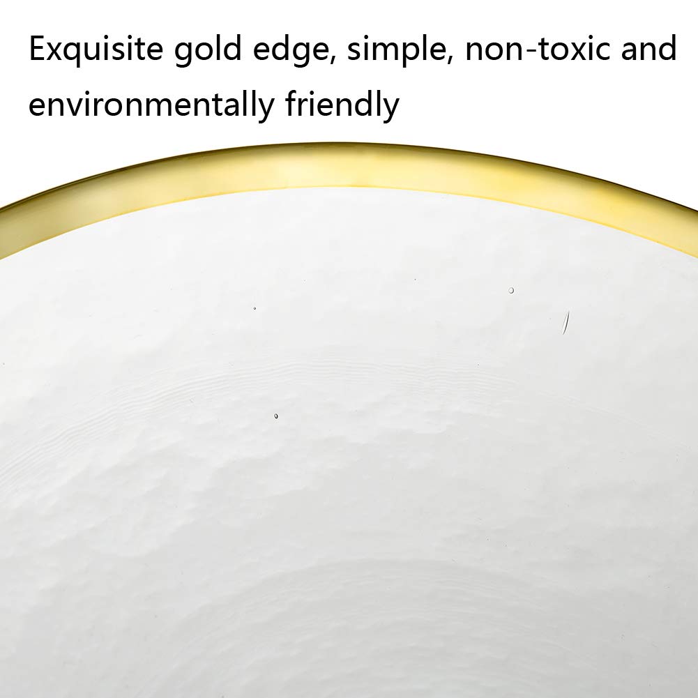 NUPTIO 10-Piece Gold Rim Glass Charger Plates Set - Clear Round Salad Dishes & Dinner Plates for Wedding, Christmas, Easter Party Decor - Elegant Table Setting for Fine Dining, Buffet & Dessert Display