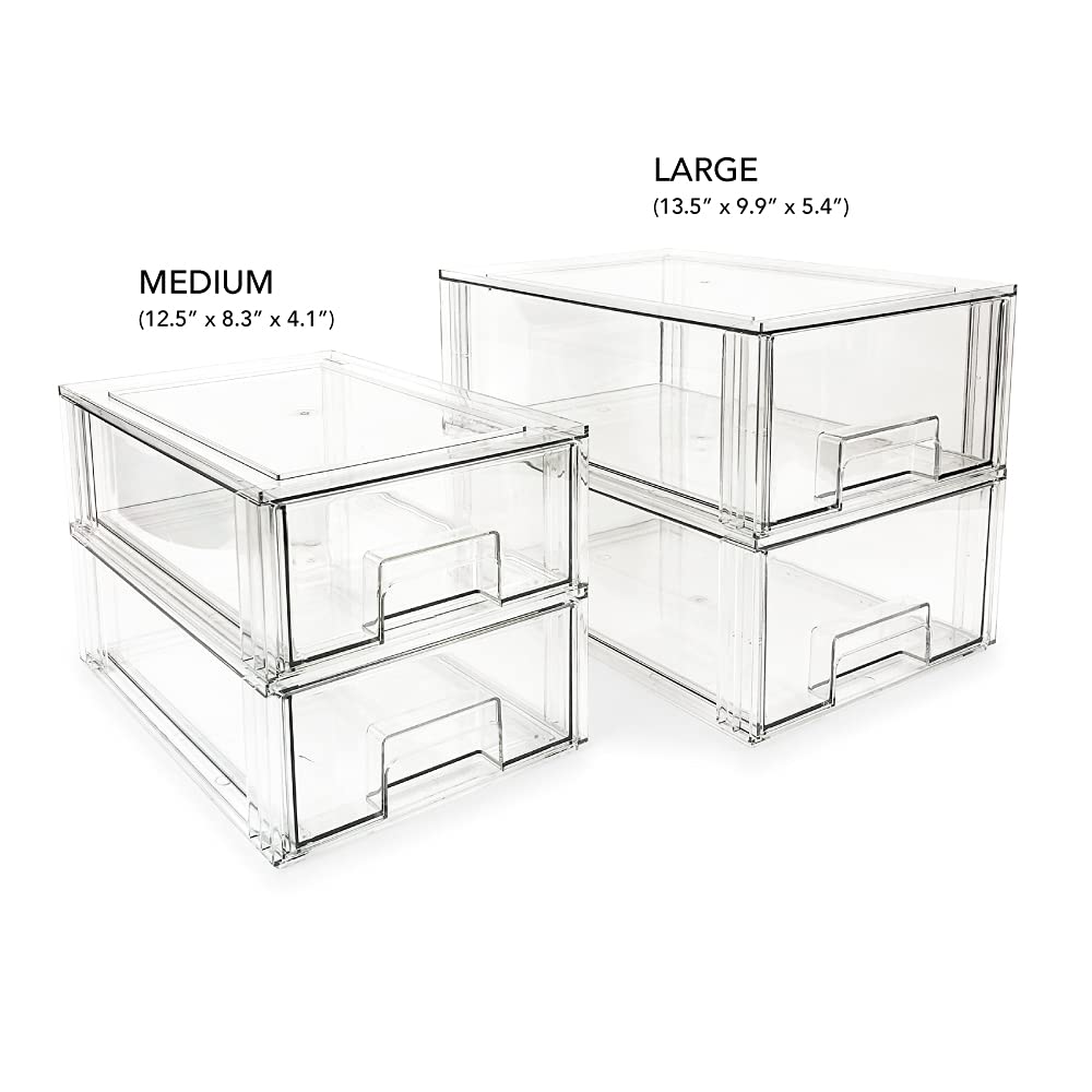 Isaac Jacobs Large Stackable Plastic Storage Drawer Organizer - 13.5