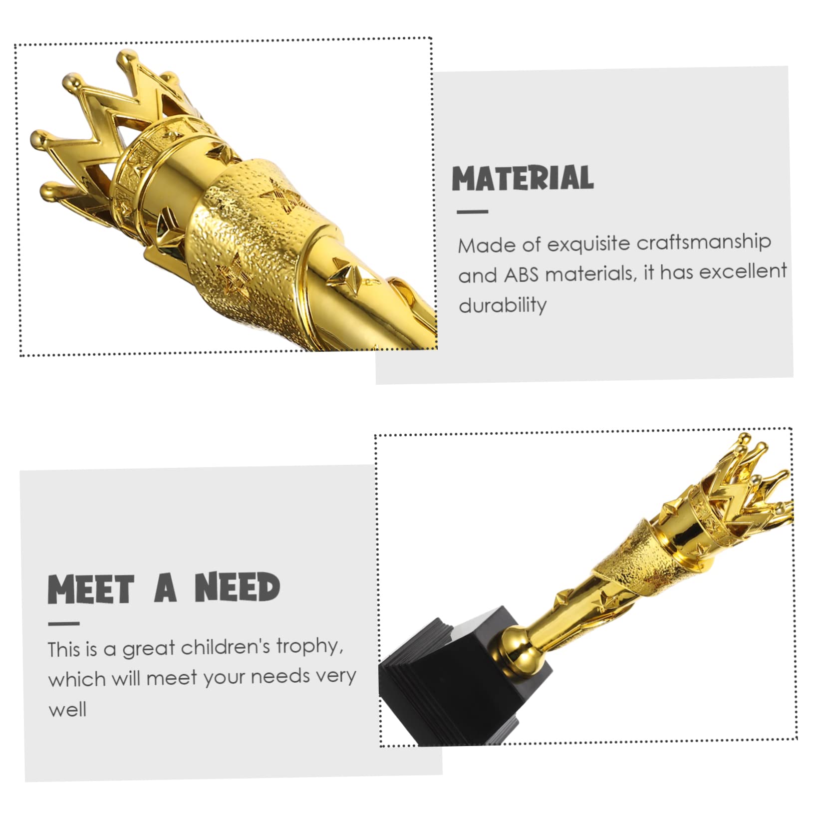 Yardwe 2-Pack Golden ABS Trophy Awards for Kids - Perfect for School Competitions, Sports Events & Achievement Celebrations