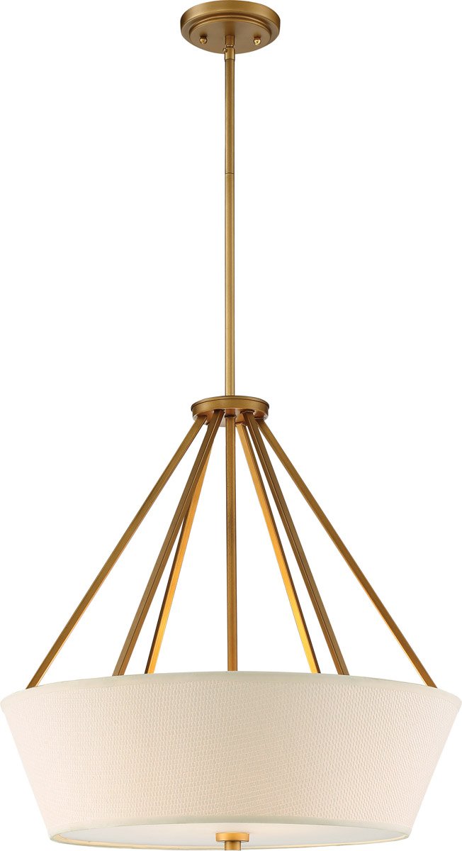 4-Light Pendant Lighting Fixture with Natural Brass Finish, Medium Bulb Base (240W) - Perfect for Kitchen Island, Dining Room, or Entryway Lighting