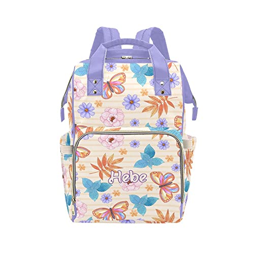 Custom Personalized Watercolor Butterfly Floral Diaper Backpack - Nursing Baby Bag with Name Embroidery, Stylish Nappy Bag for Moms, Travel Daypack & Unique Gift for Women - Perfect for Outings, Baby Showers & Everyday Use