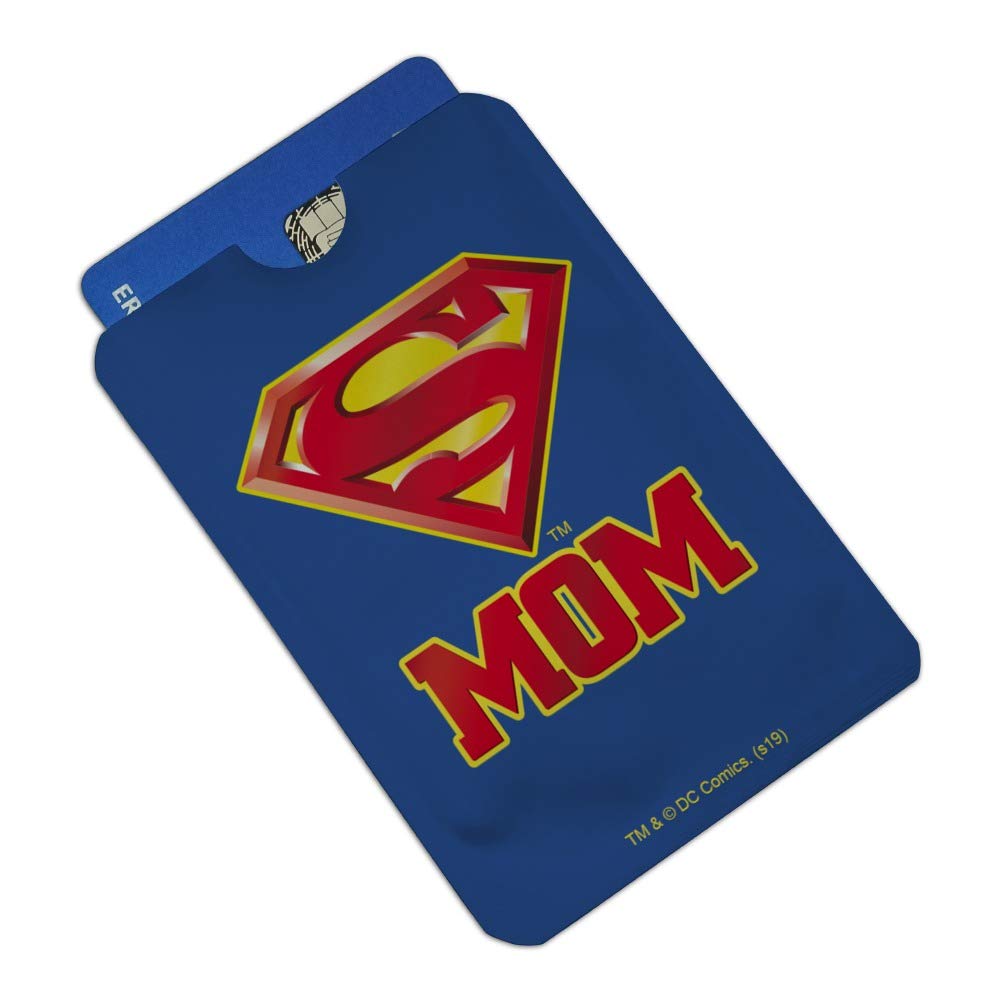 Superman Super Mom Shield Logo RFID Blocking Credit Card Holder - Set of 4 for Wallet & Purse Protection | Prevent Digital Theft for Travel, Shopping & Daily Use