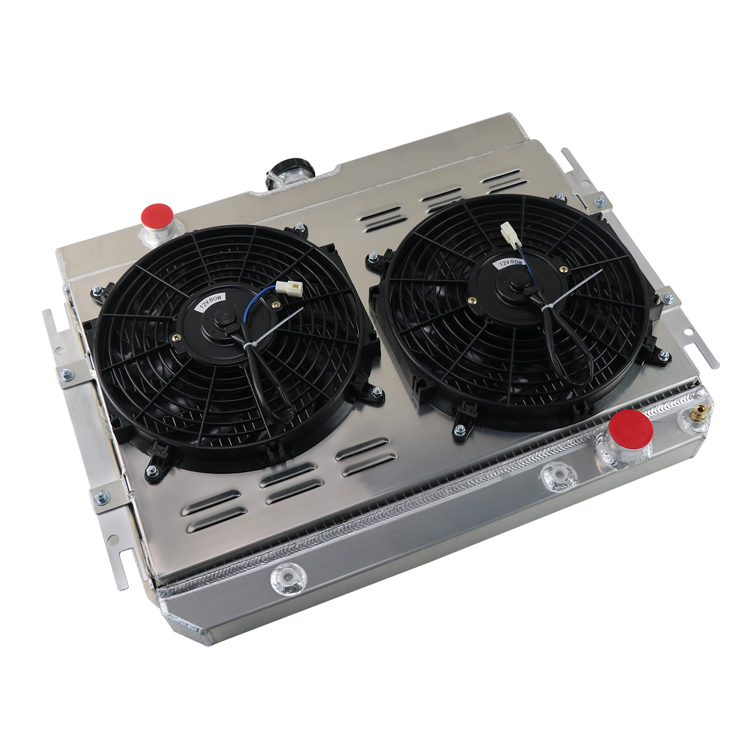 High-Performance Aluminum Radiator for 1959-1968 Chevy Impala/Bel Air/Chevelle/Caprice/Biscayne - 4 Row Cooling System with Shroud, Fan & Relay - Perfect for Classic Car Restoration & Hot Rod Upgrades