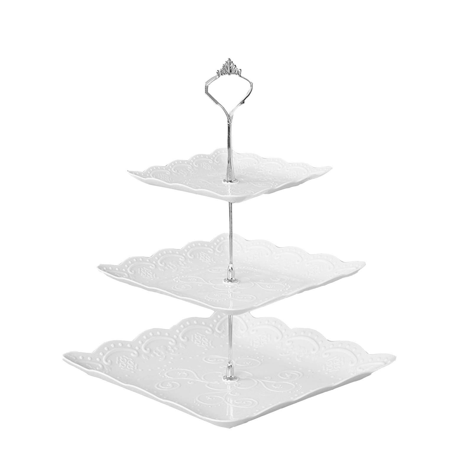 3-Tier Plastic Cake Stand for Dried Fruits & Desserts - Kitchen & Dining Organizer for Home, Party, and Laundry Room Storage