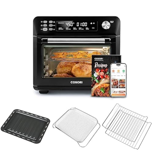 COSORI Smart 12-in-1 Air Fryer Toaster Oven Combo with Tray, Basket & 2 Racks - Large Capacity Countertop Convection Oven for Baking, Roasting, Toasting - Perfect for Family Cooking & Healthy Meals