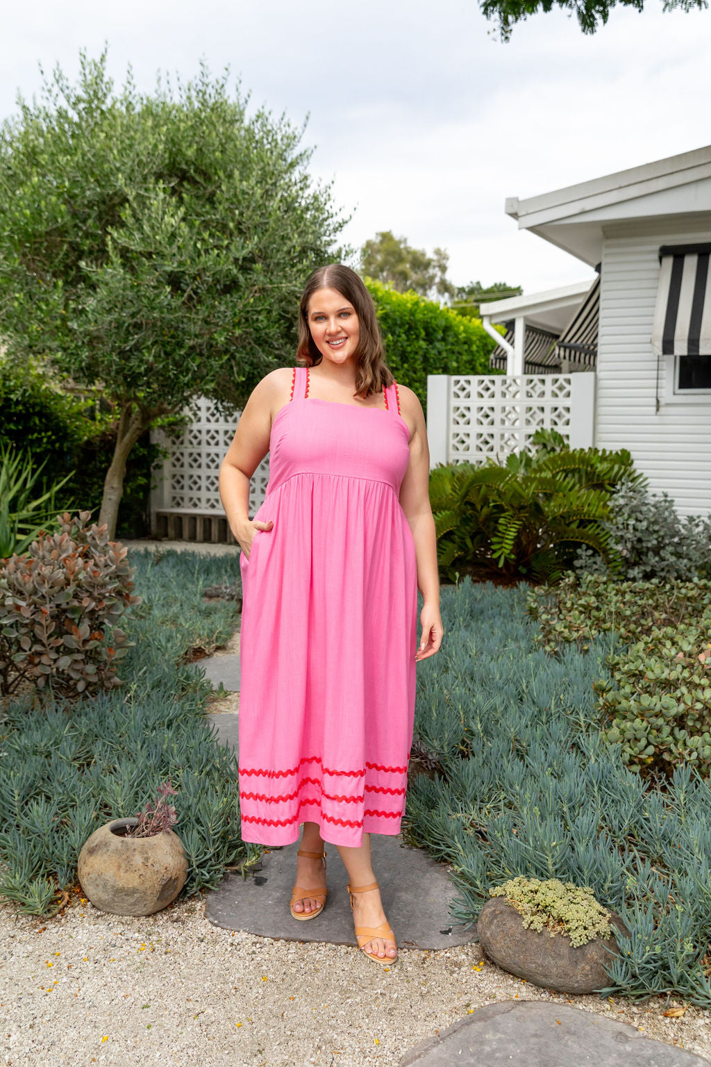 Angel Linen Blend Maxi Dress in Sachet Pink - Women's Flowy Summer Dress for Beach, Vacation & Casual Wear