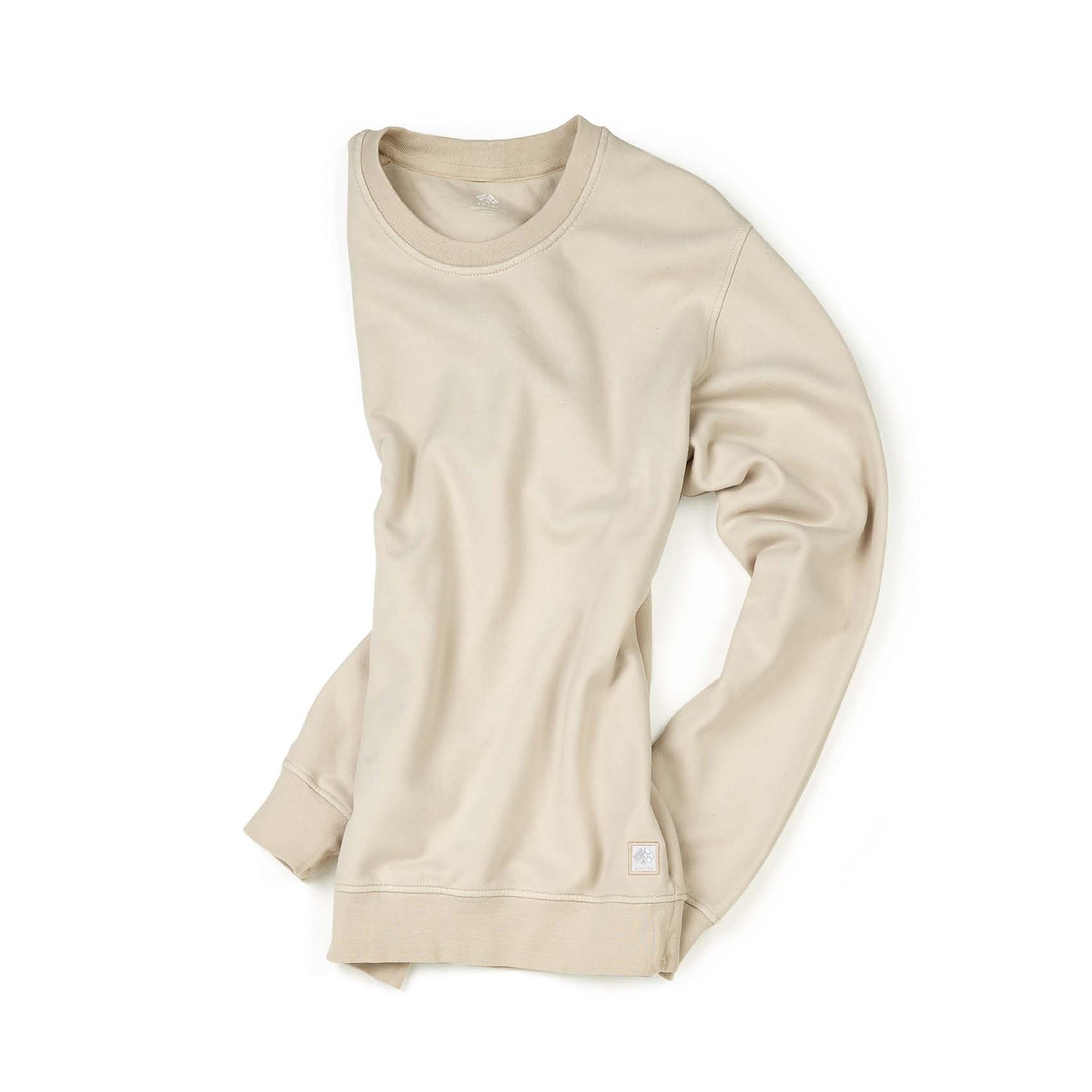 FRADI Women's Cotton Fleece Crewneck Sweatshirt - Soft Casual Pullover Long Sleeve Shirt (Beige) | Perfect for Fall Layering, Weekend Outfits & Cozy Loungewear