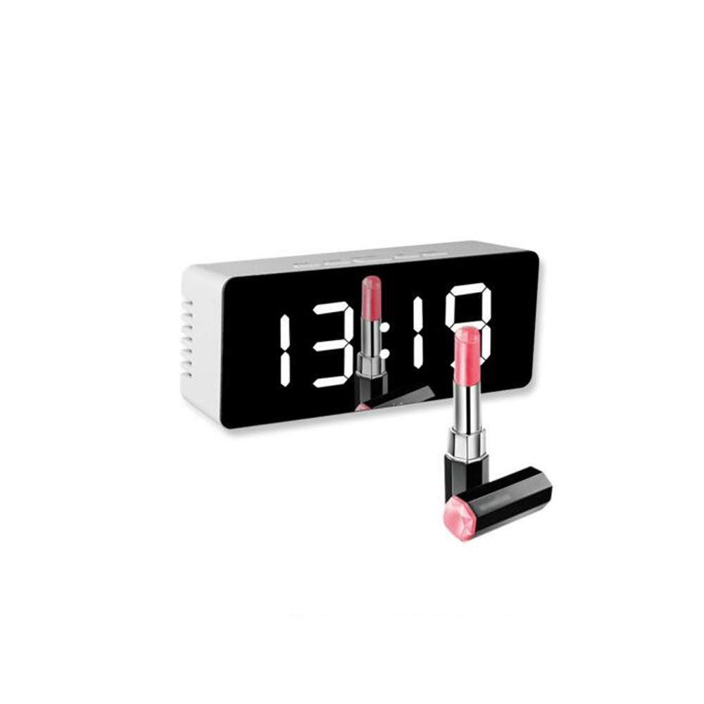 Multi-Function LED Mirror Clock with Alarm - Touch Screen Makeup Vanity Mirror & Digital Electronic Clock for Bedroom, Bathroom, and Dressing Table