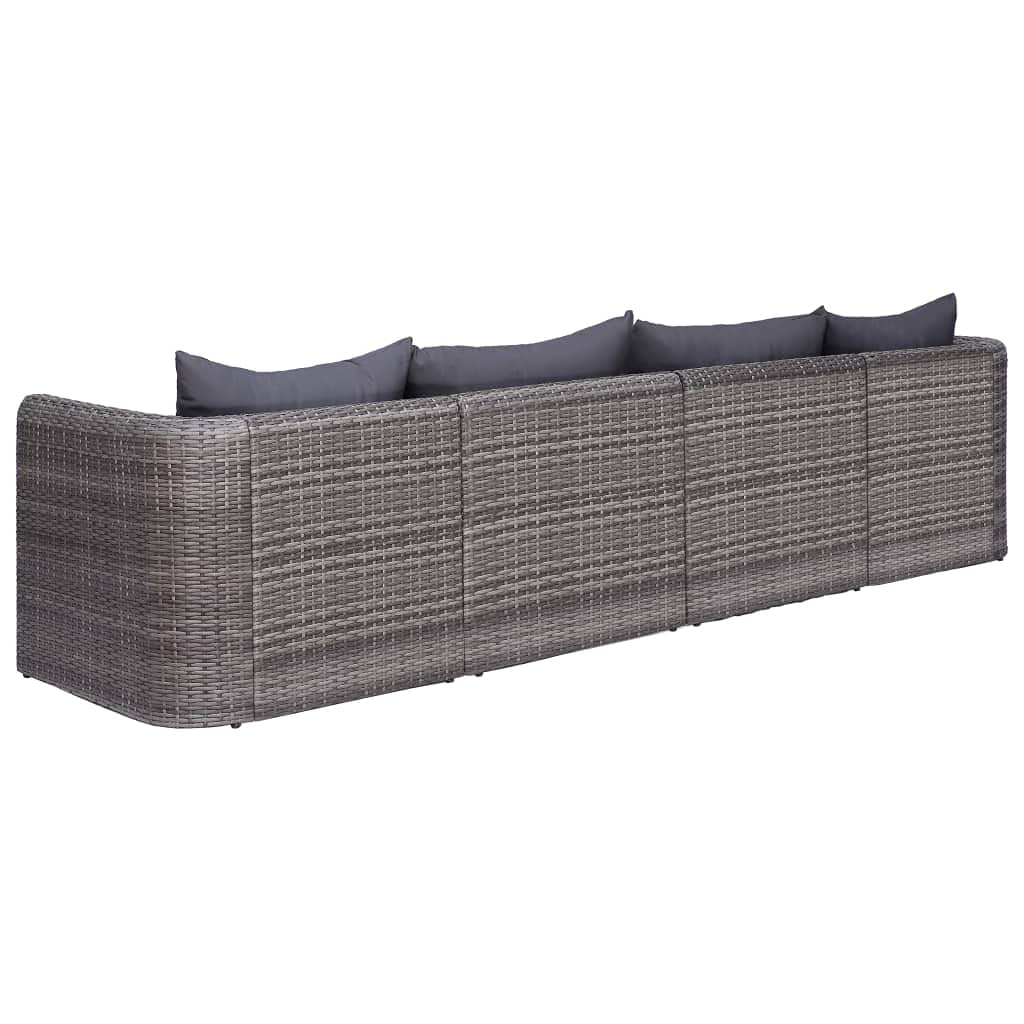 4-Piece Gray Poly Rattan Patio Sofa Set with Cushions - Outdoor Furniture for Garden, Backyard, Poolside & Balcony Relaxation