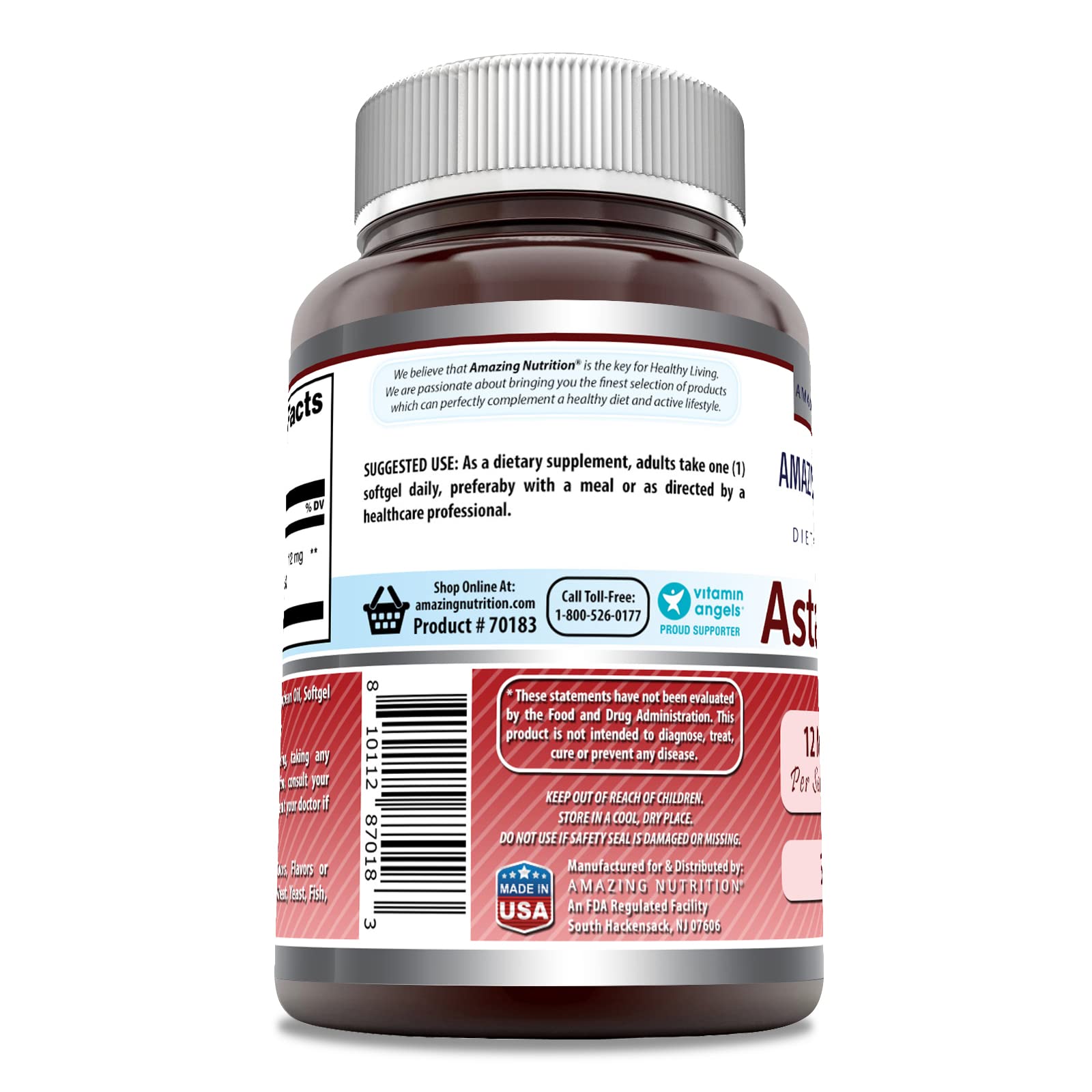 Amazing Formulas Astaxanthin 12mg Softgels Supplement - Premium Non-GMO, Gluten Free Antioxidant Support (30 Count) for Skin Health, Joint Support & Eye Protection